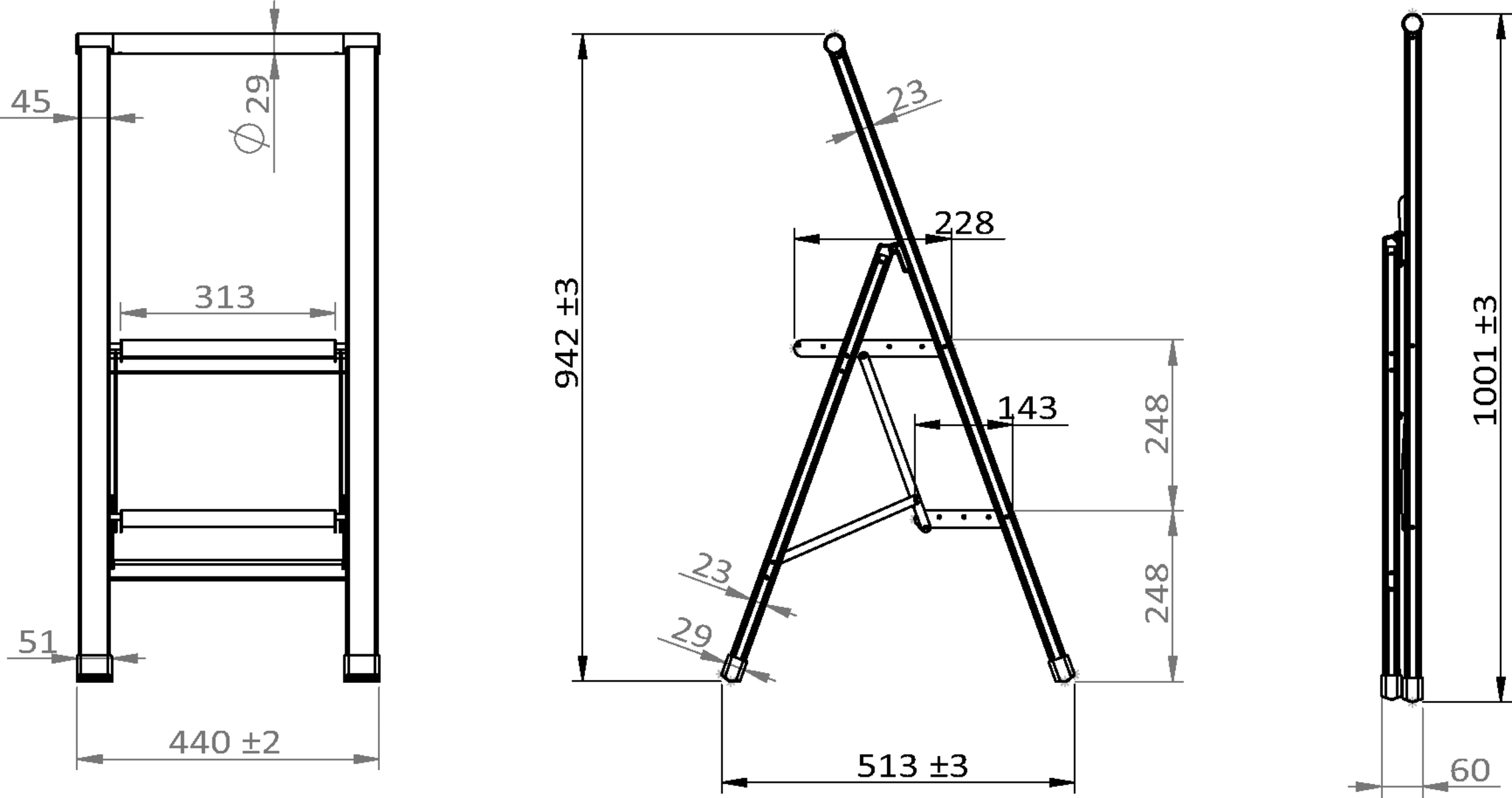 WENKO Trittleiter »Modell Alu-Design«, rutschsichere XXL-Stufen, robustes Aluminium in Kombination mit Bambus