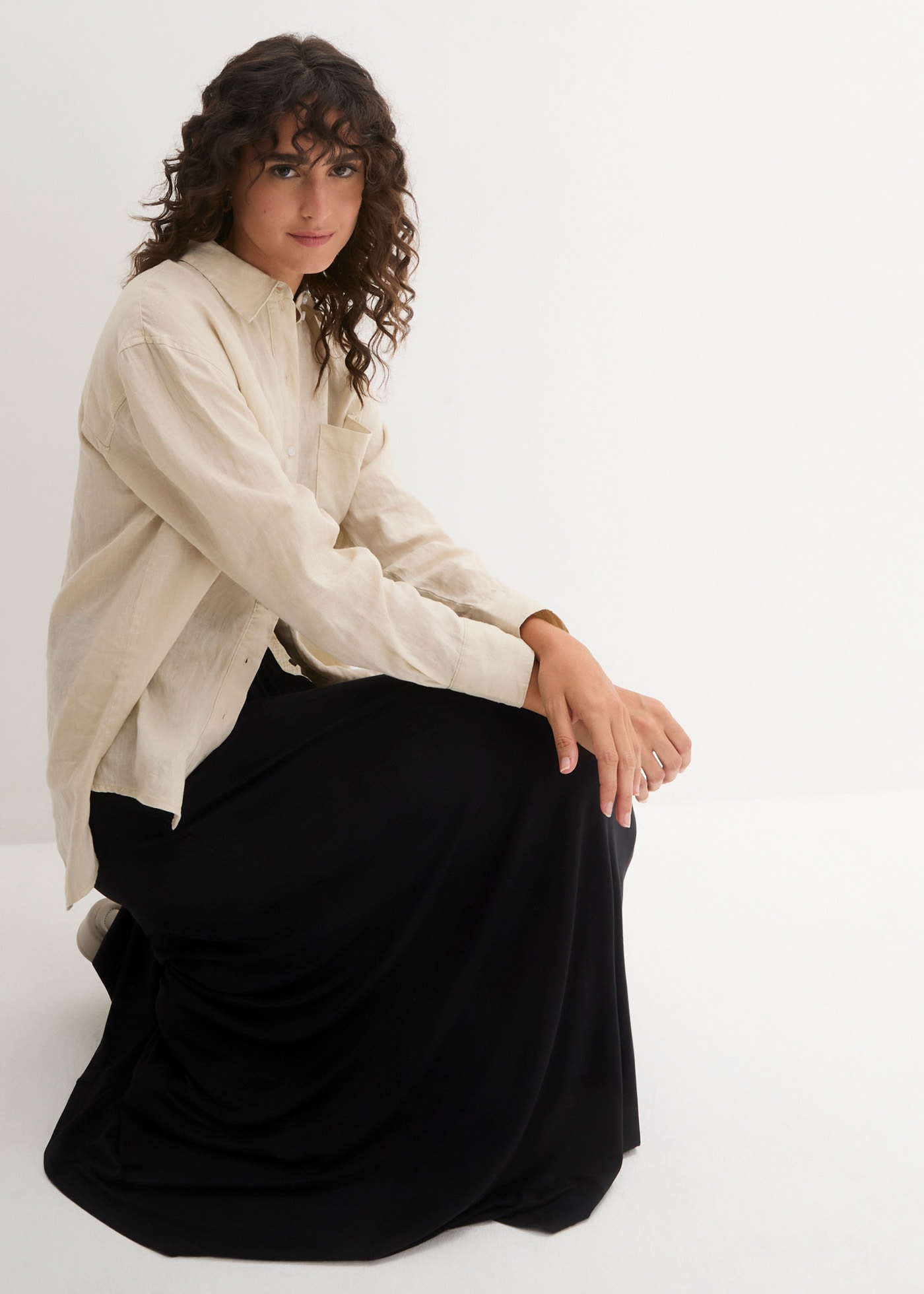 bonprix Jupe en jersey »Jersey Rock aus Viskose-Mix« aus Viskosemischung, lockere Passform, unifarbene Optik