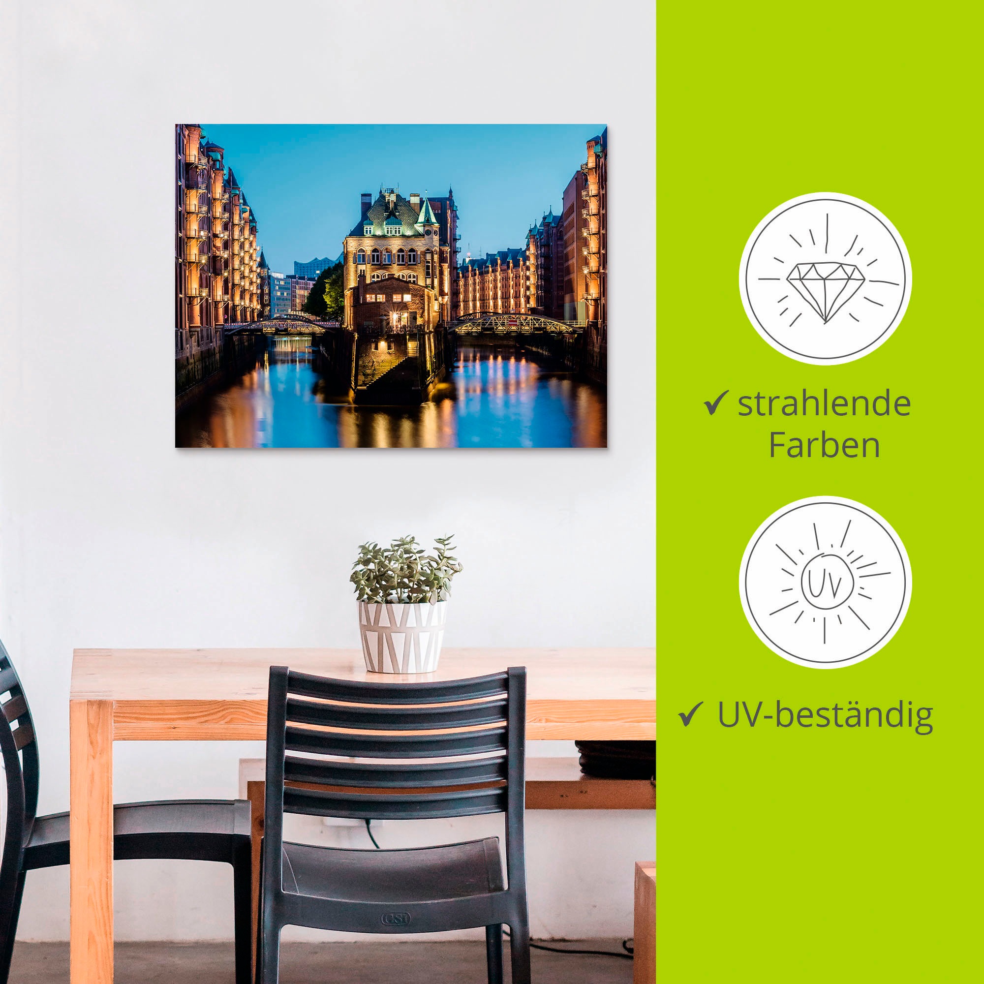 Artland Wandbild »Hamburg Wasserschloss in Speicherstadt 2«, Gebäude, (1 St.), als Alubild, Outdoorbild, Poster in verschied. Grössen