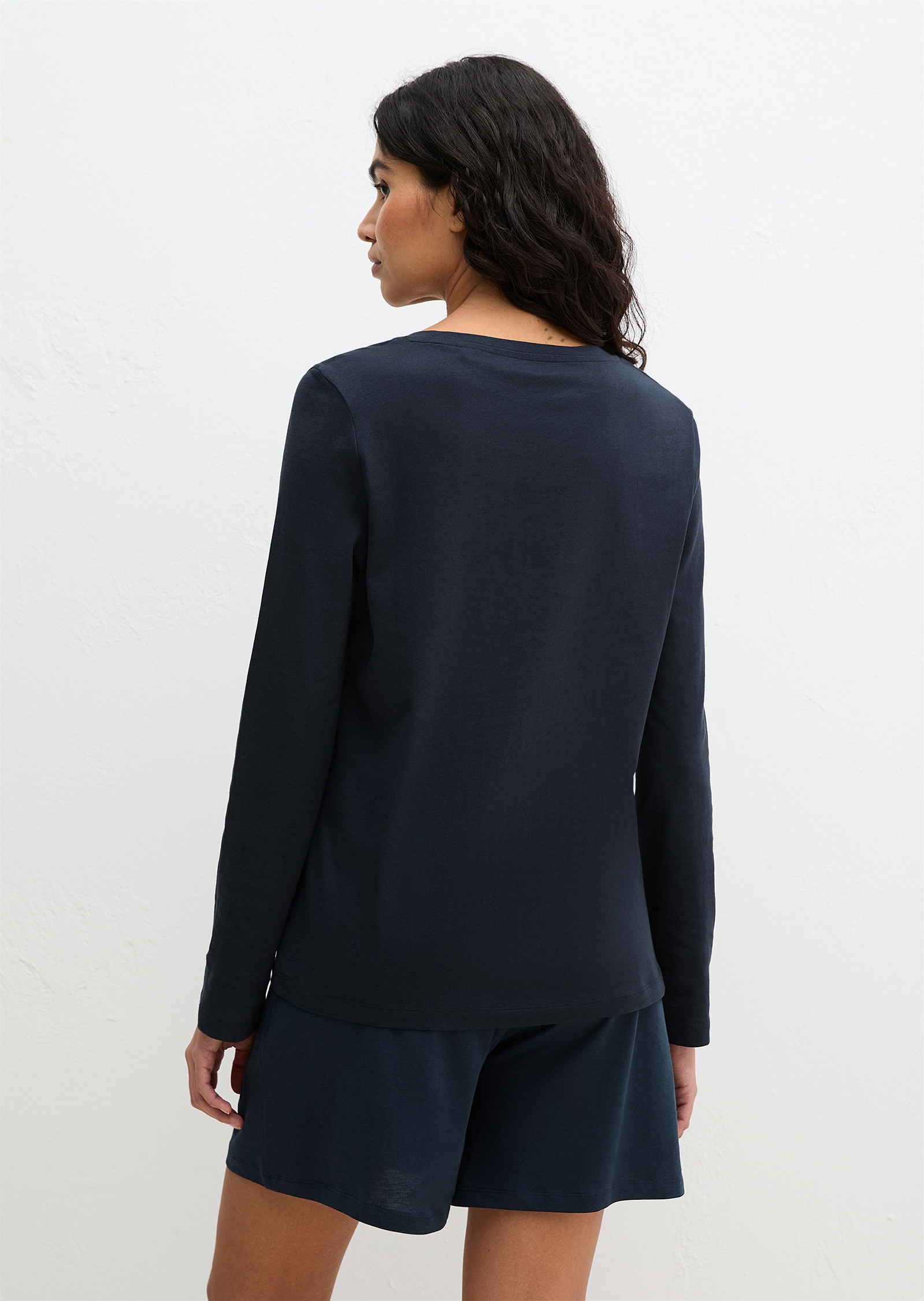 Marc O'Polo Haut de pyjama »Mix N Match Cotton Top LS« mit Rundhalsausschnitt und langen Ärmeln