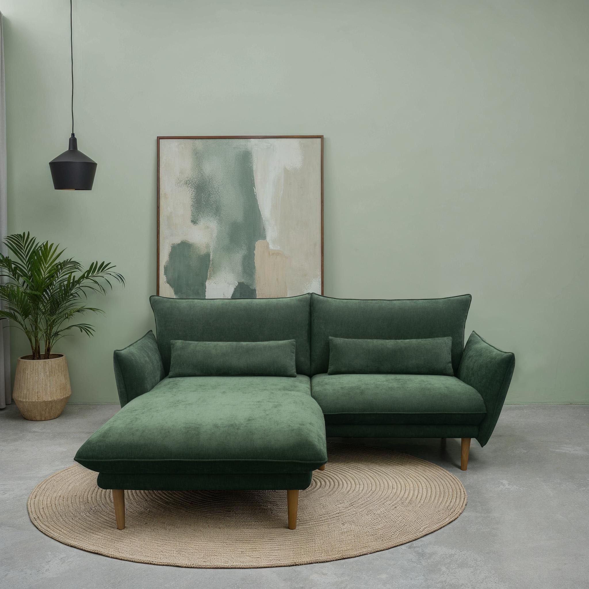 Image of DOMO collection Ecksofa "Leuven kompakte Stellmasse, Breite 200 cm, schmale Armlehnen, L-Form" angenehm feste Polsterung, bodenfrei, 19 cm hohe Holzfüsse