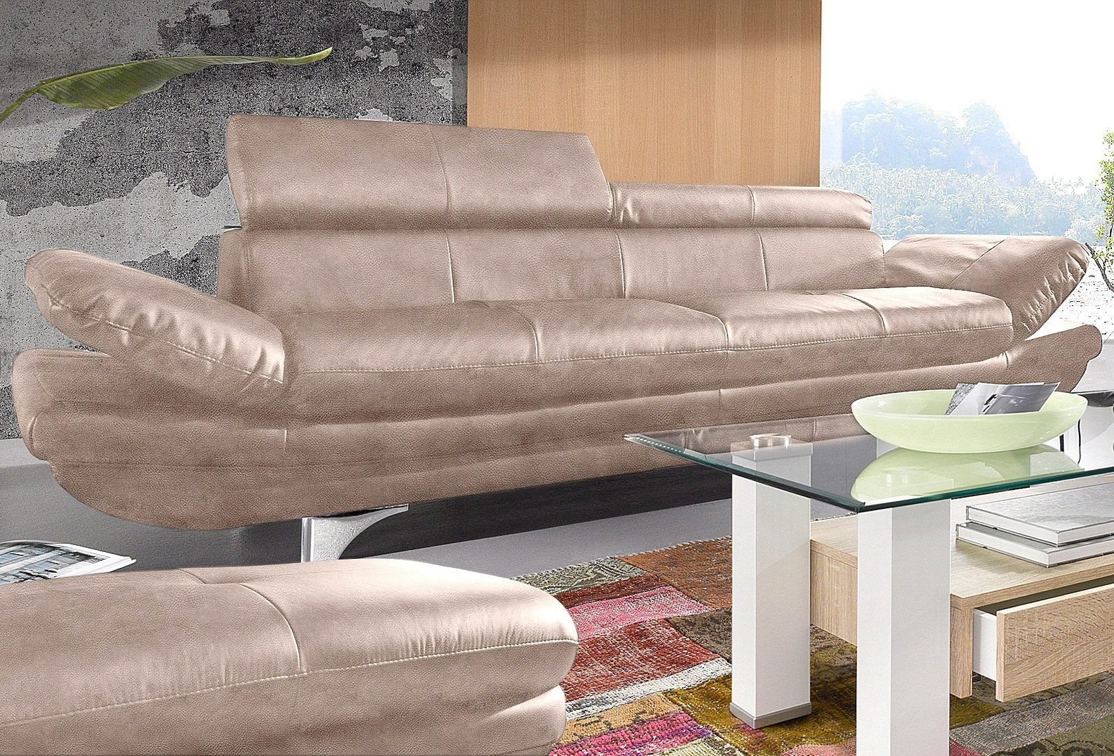 Image of COTTA Polstergarnitur "Enterprise" Set, Set bestehend aus: 3-Sitzer mit Arm- & Kopfteilverstellung & Hocker