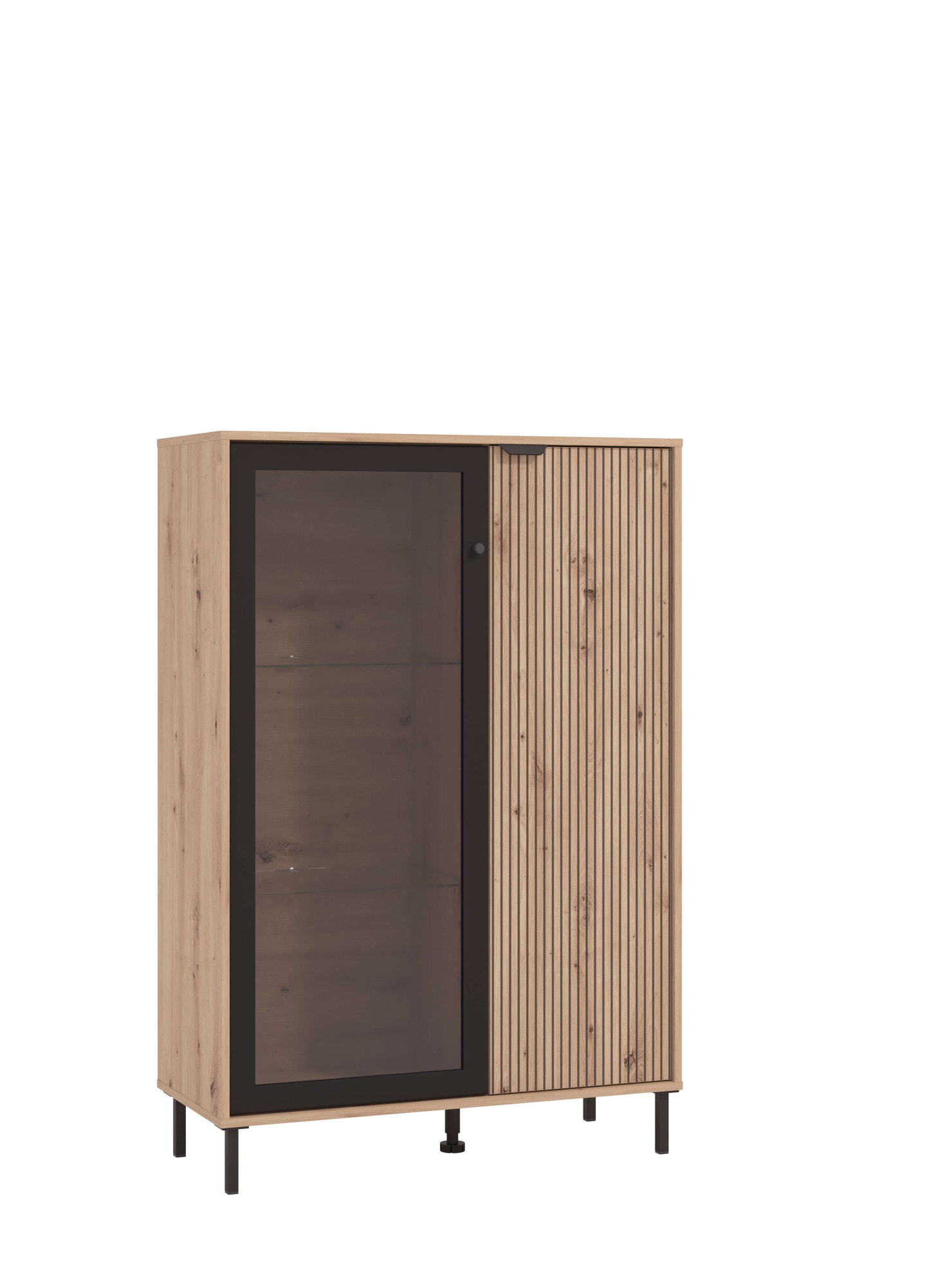 Image of Home affaire Highboard "Mayenne Sideboard, Stauraumschrank, Anrichte, Hochschrank, Breite 93cm" Holztür mit Rillen-Optik, Glastür, Modernes Design