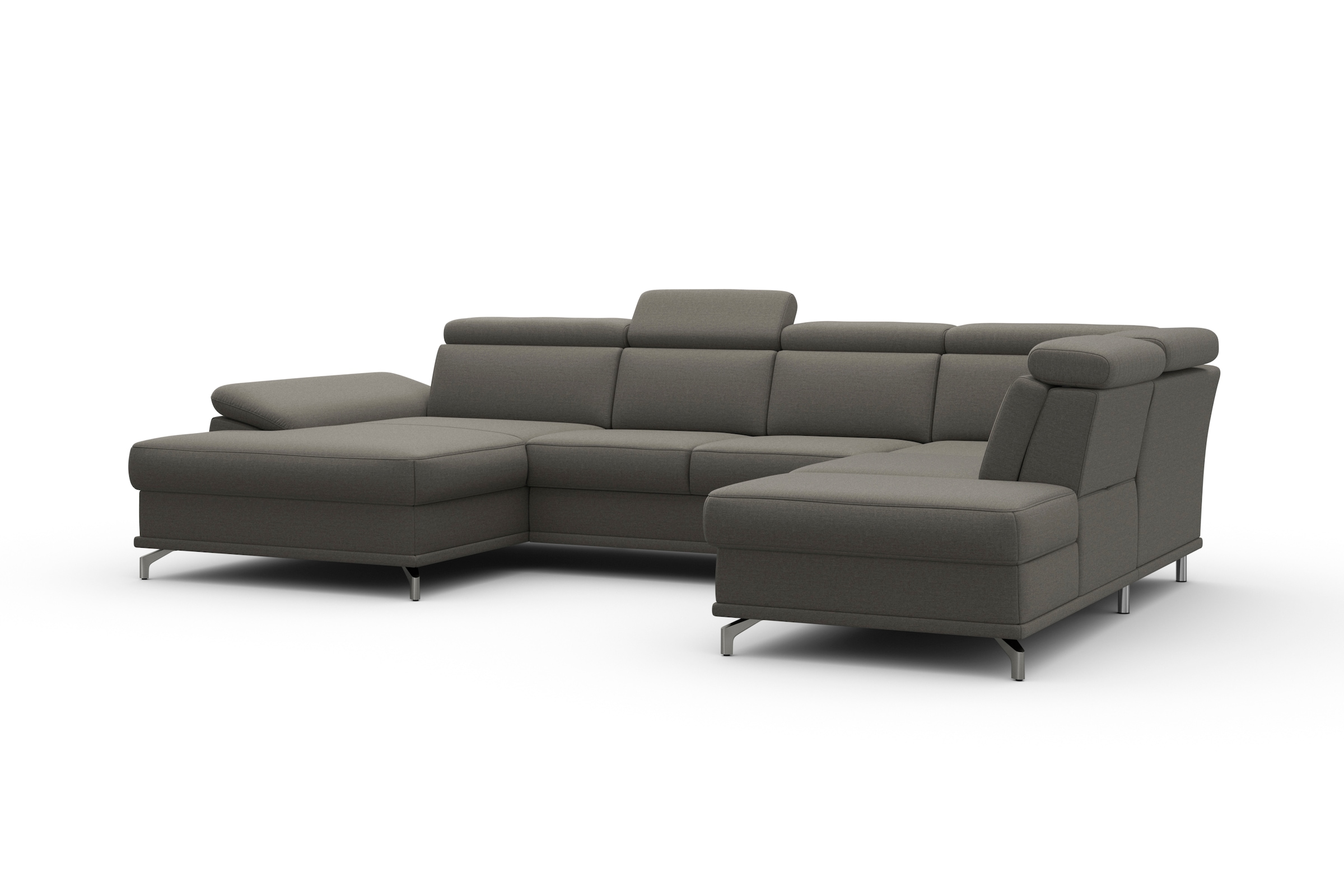 sit&more Wohnlandschaft »Cabrio U-Form, mit Sitztiefenverstellung, Arm- und Kopfteilverstellung«, 3 Nierenkissen, Federkern, optional Bettfunktion und Stauraum