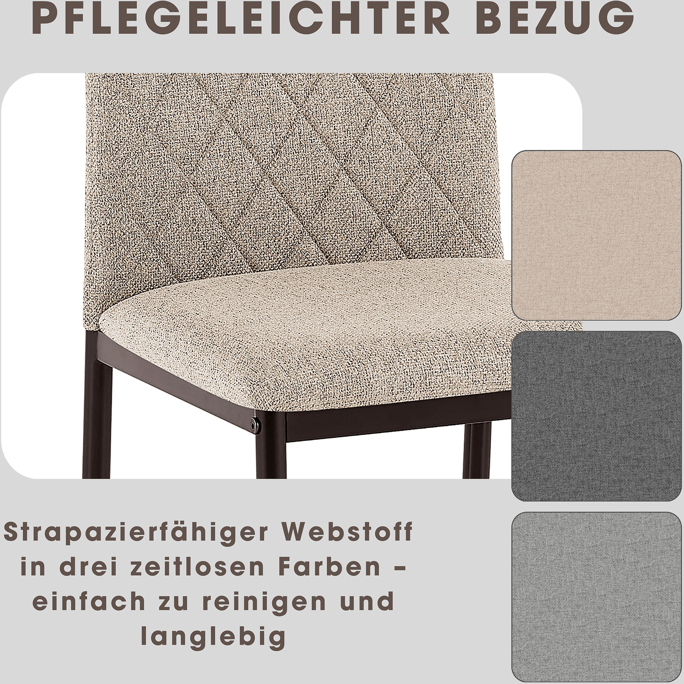 GOODproduct Esszimmerstuhl »Rom« (Set) 2 Stk.bequemer Stuhl mit hochwertigem Stoffbezug und Griff im Rücken