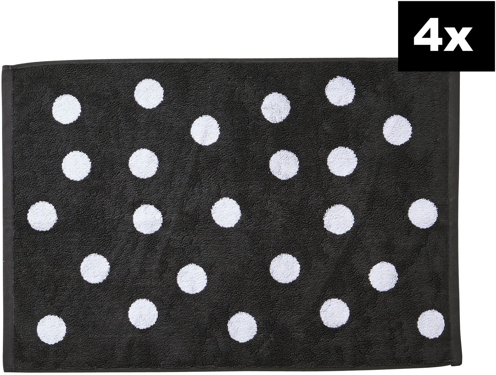 done.® Badematte »DAILY SHAPES Dots 4er-Set« Höhe 5 mm fussbodenheizungsgeeignet Badvorleger aus 100% Baumwolle, Jacquardgewebt