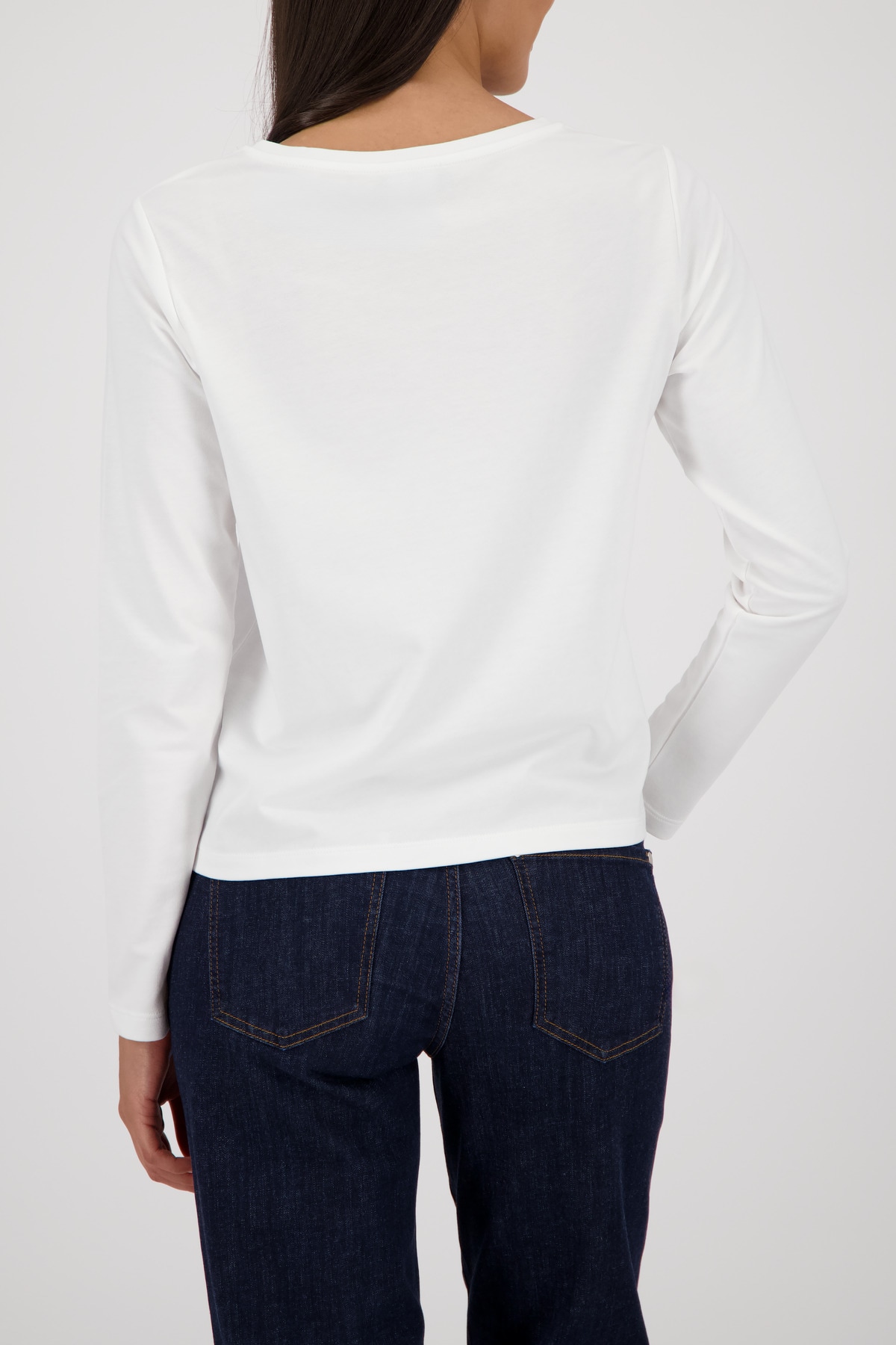 Monari Langarmshirt »Shirt Emblem + Schmuck« Rundhalsausschnitt, Regular Fit, mit Strasssteinen