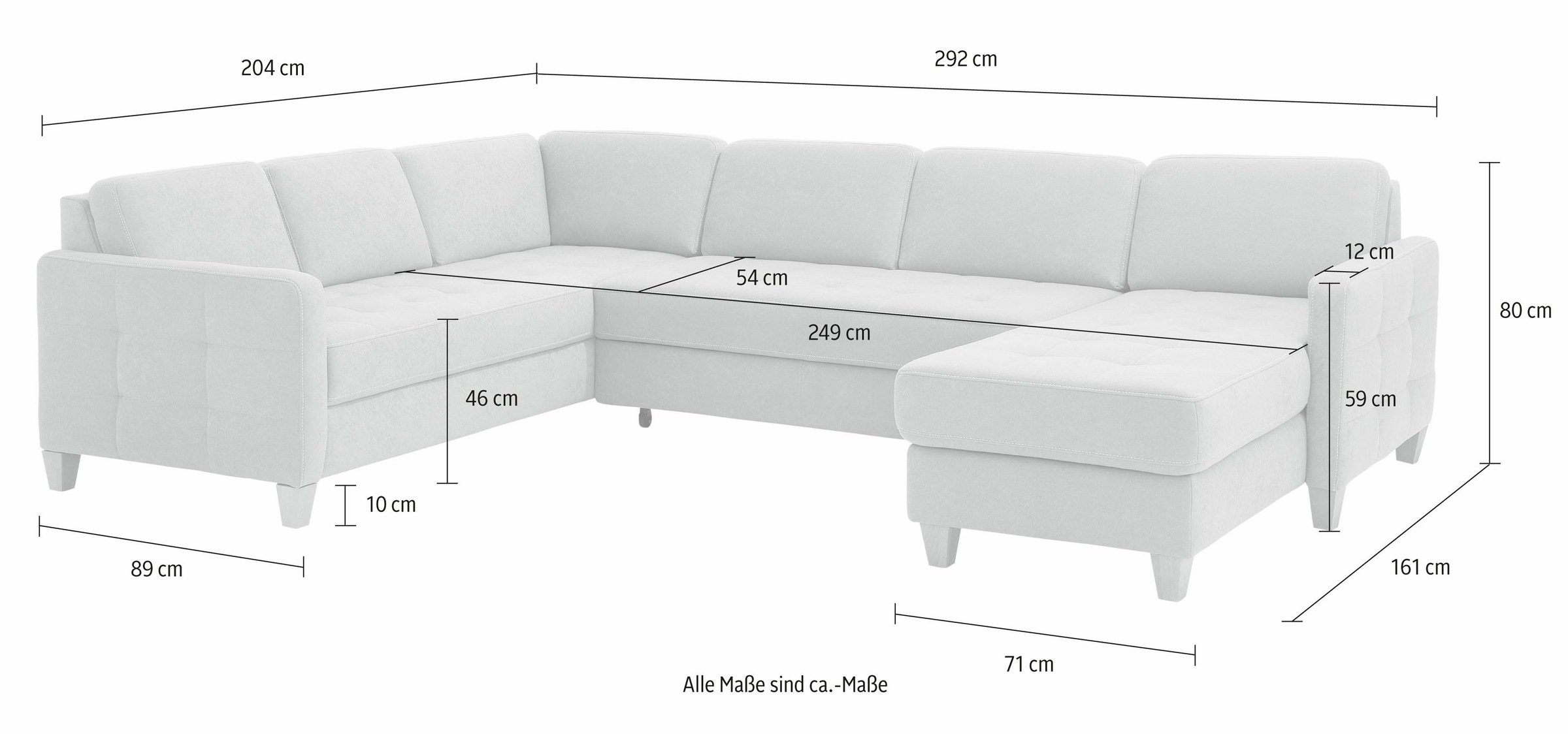 Home affaire Wohnlandschaft »Earl U-Form« wahlweise auch mit Bettfunktion oder Bettfunktion mit Bettkasten