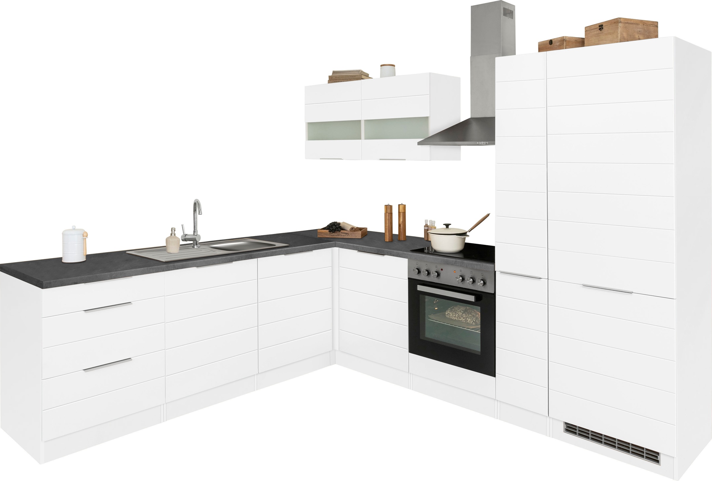 KOCHSTATION Winkelküche »KS-Luhe« Stellbreite 240x270 cm, wahlweise mit oder ohne E-Geräten, MDF-Fronten