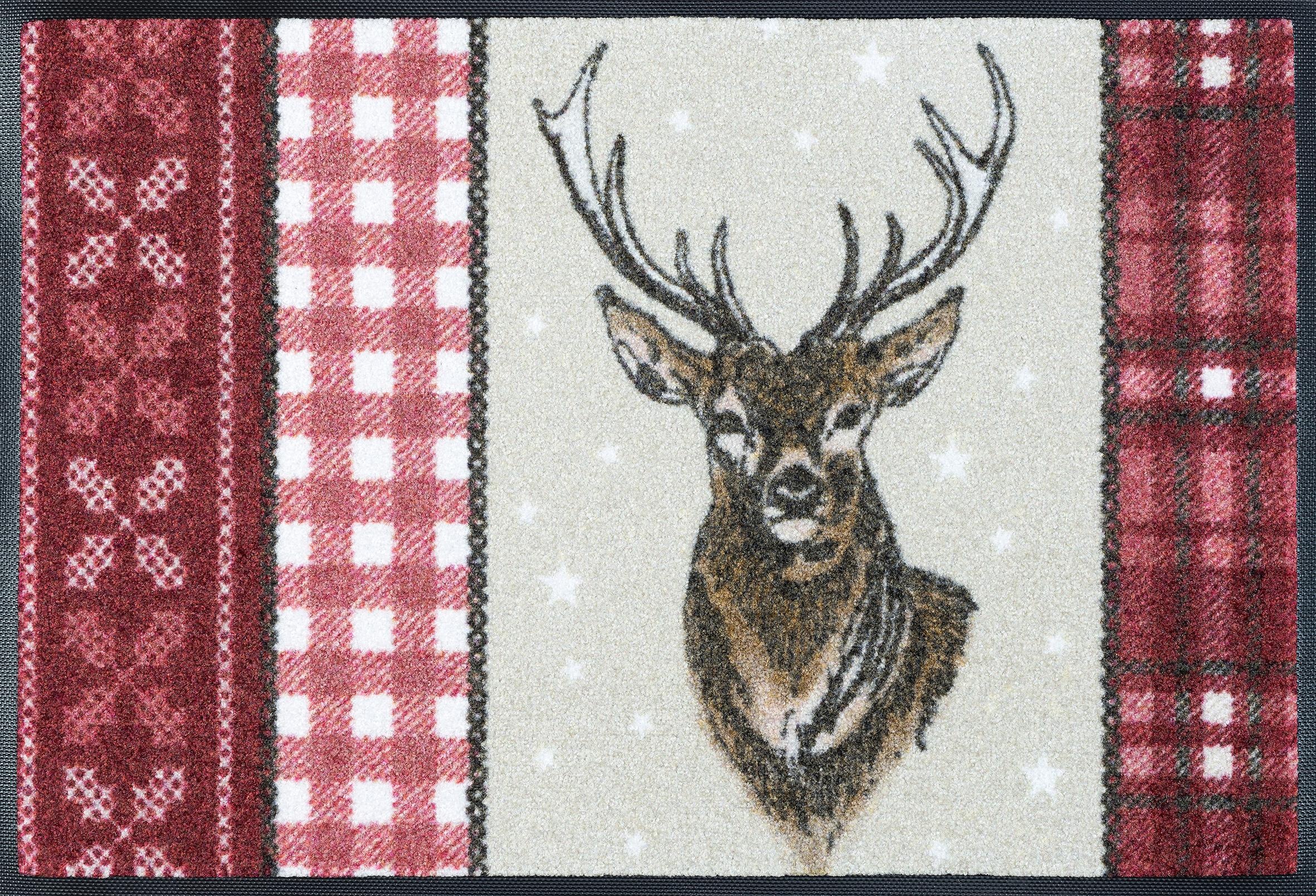 Image of wash+dry by Kleen-Tex Fussmatte »Björn«, rechteckig, 7 mm Höhe, Schmutzfangmatte, Fussmatte, Salonloewe, Motiv Hirsch bei Ackermann Versand Schweiz