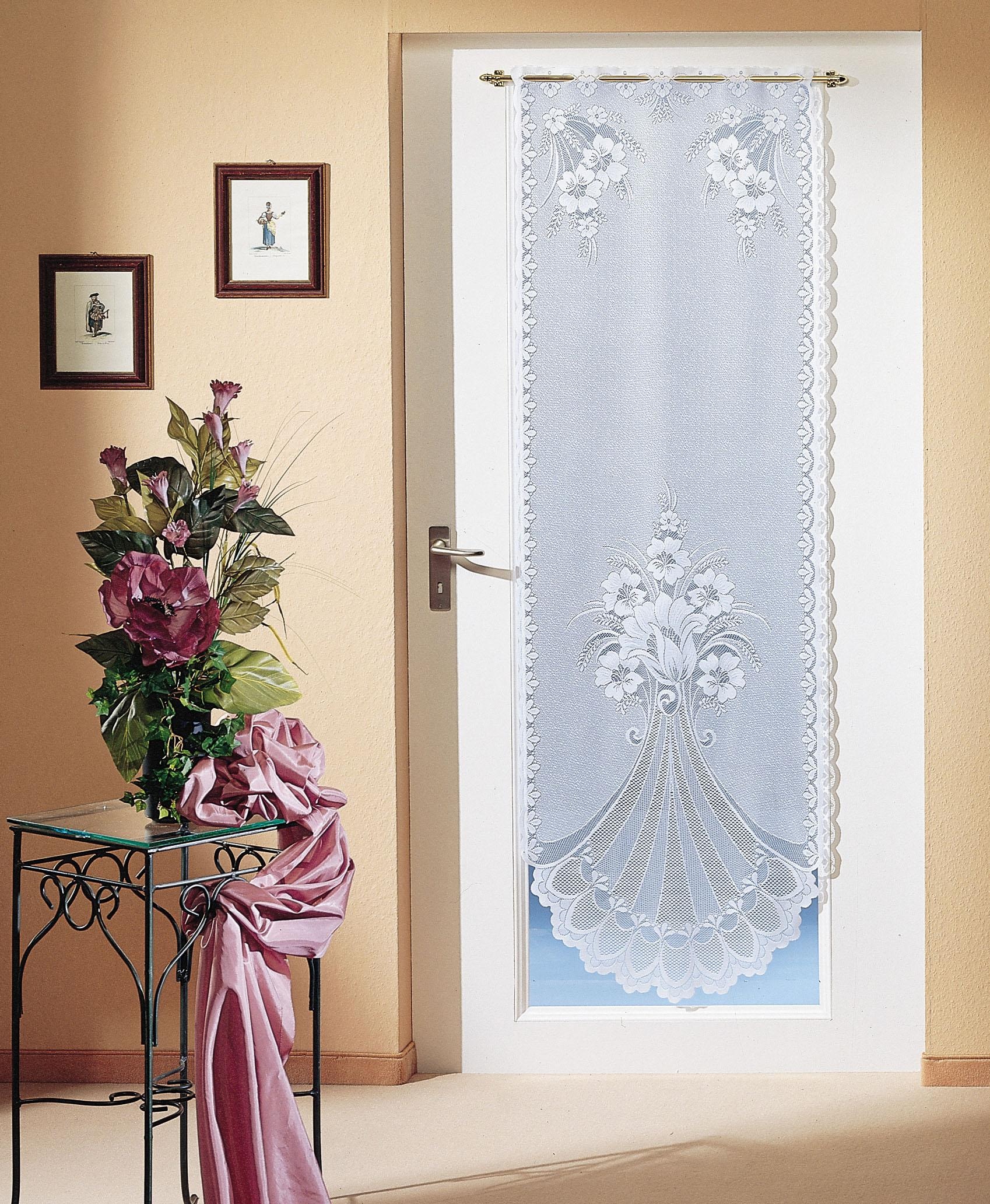 Image of Weckbrodt Türvorhang "Adria" Stangendurchzug 1 Stk. tlg. Jacquard, strukturiert, halbtransparent, floral,gebogt, Gardine, Store