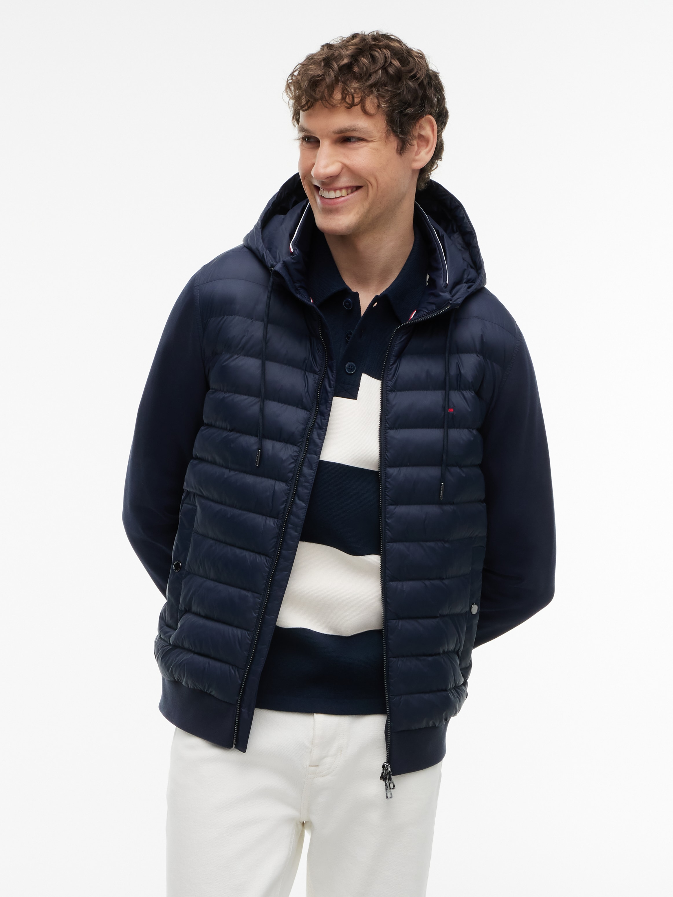 Image of Tommy Hilfiger Steppjacke "MIX MEDIA RWB REGULAR HOODED" mit Kapuze Rückteil und Ärmel aus Sweatware, normale Passform