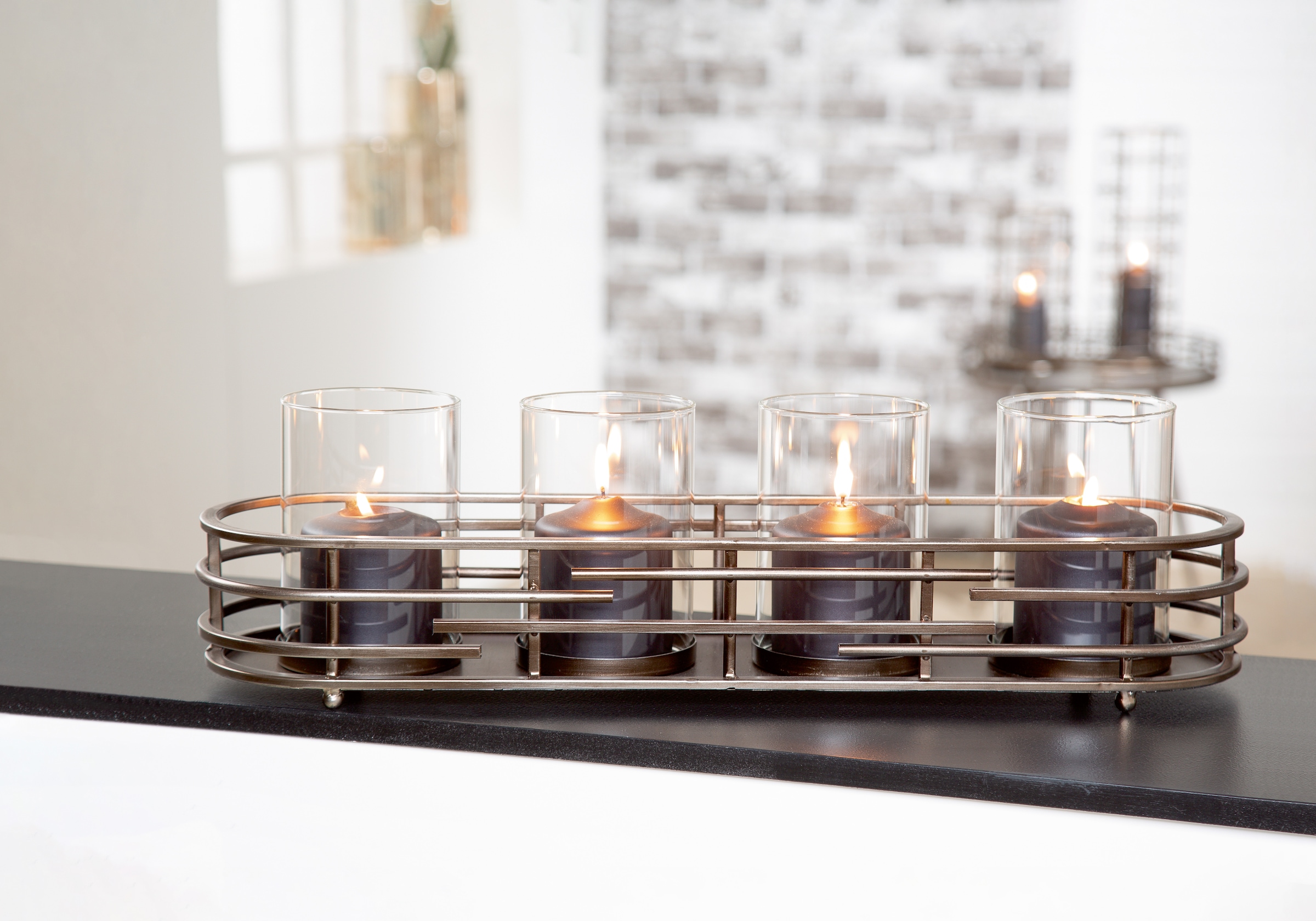 Casablanca by Gilde Photophore »Kerzenhalter Loft, Breite ca. 58 cm« 4-flammig, Advendsleuchter aus Metall