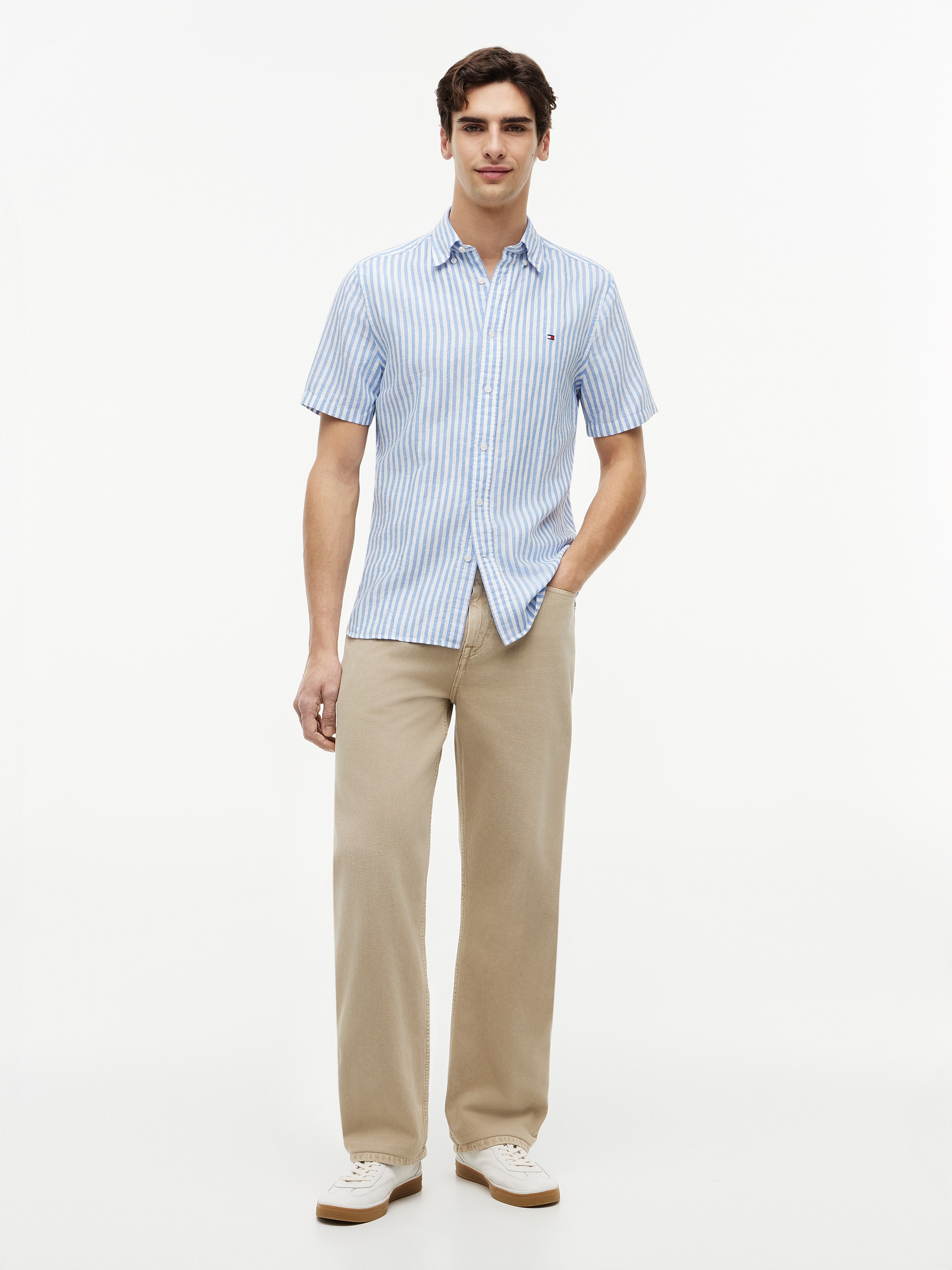 Tommy Hilfiger Chemise à manches courtes »LINEN BLEND BENGAL STP SS RF SHT« Regular Fit  aus Leinenmix mit Bengalstreifen