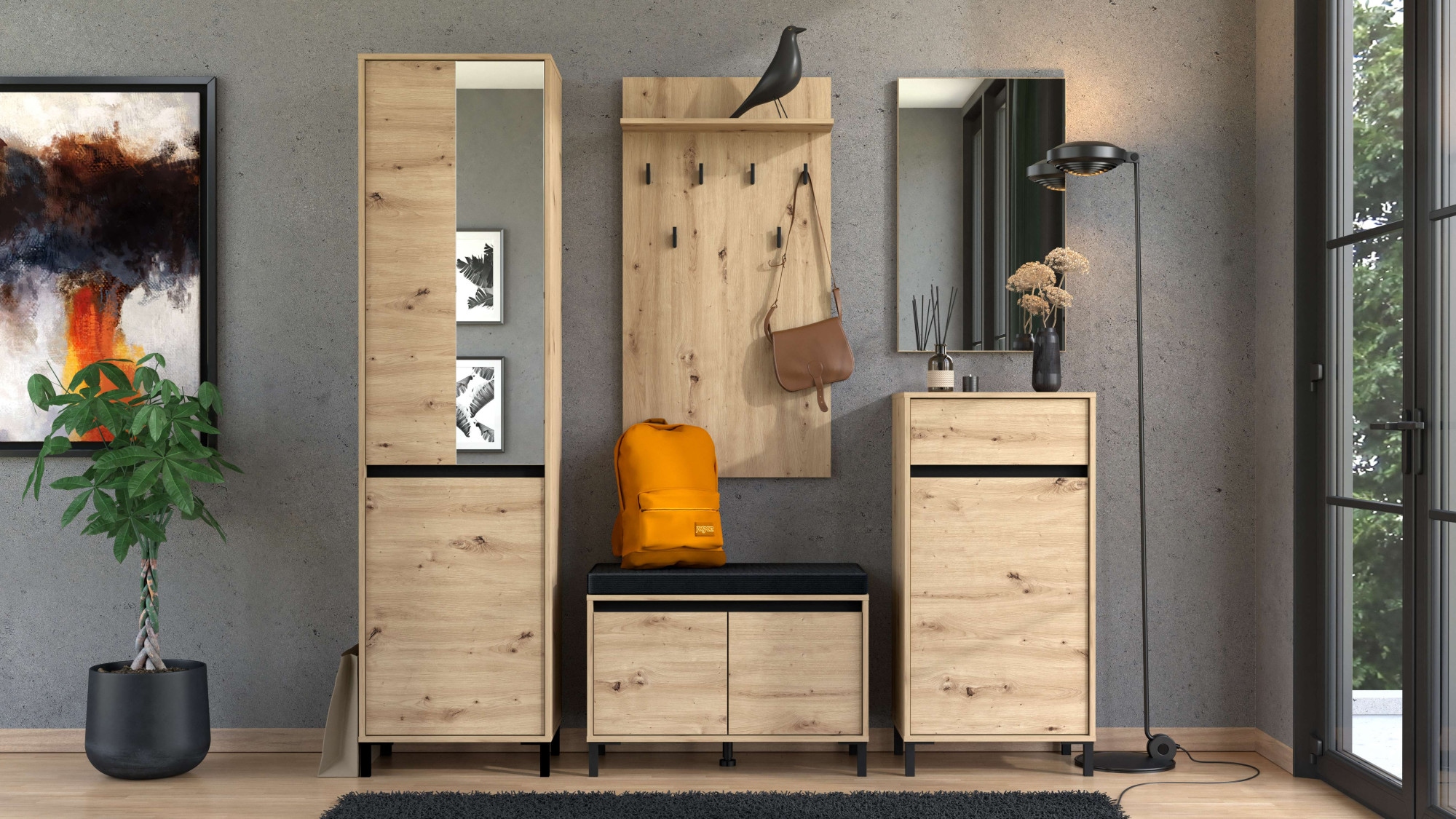 Home affaire Garderobenpaneel »Arran, Wandregal Wandpaneel, Wandgarderobe praktisch & stillvoll« mit 6 Kleiderhaken und Ablage für Accessoires, Breite 63 cm
