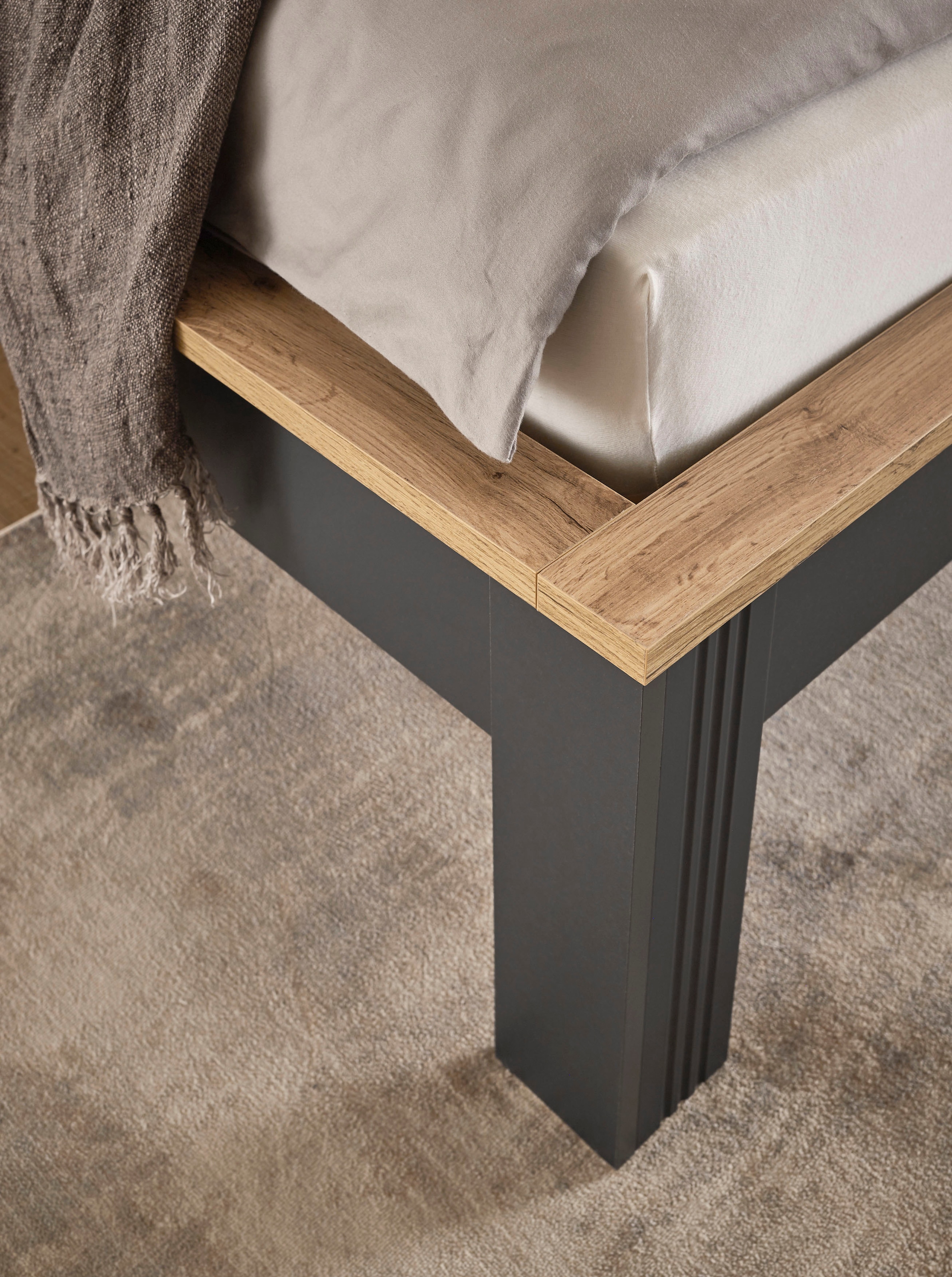 GOODproduct Ensemble de chambre à coucher »Westminster« Bett Breite Liegefläche 90 oder 140cm und 1 Nachtkommode