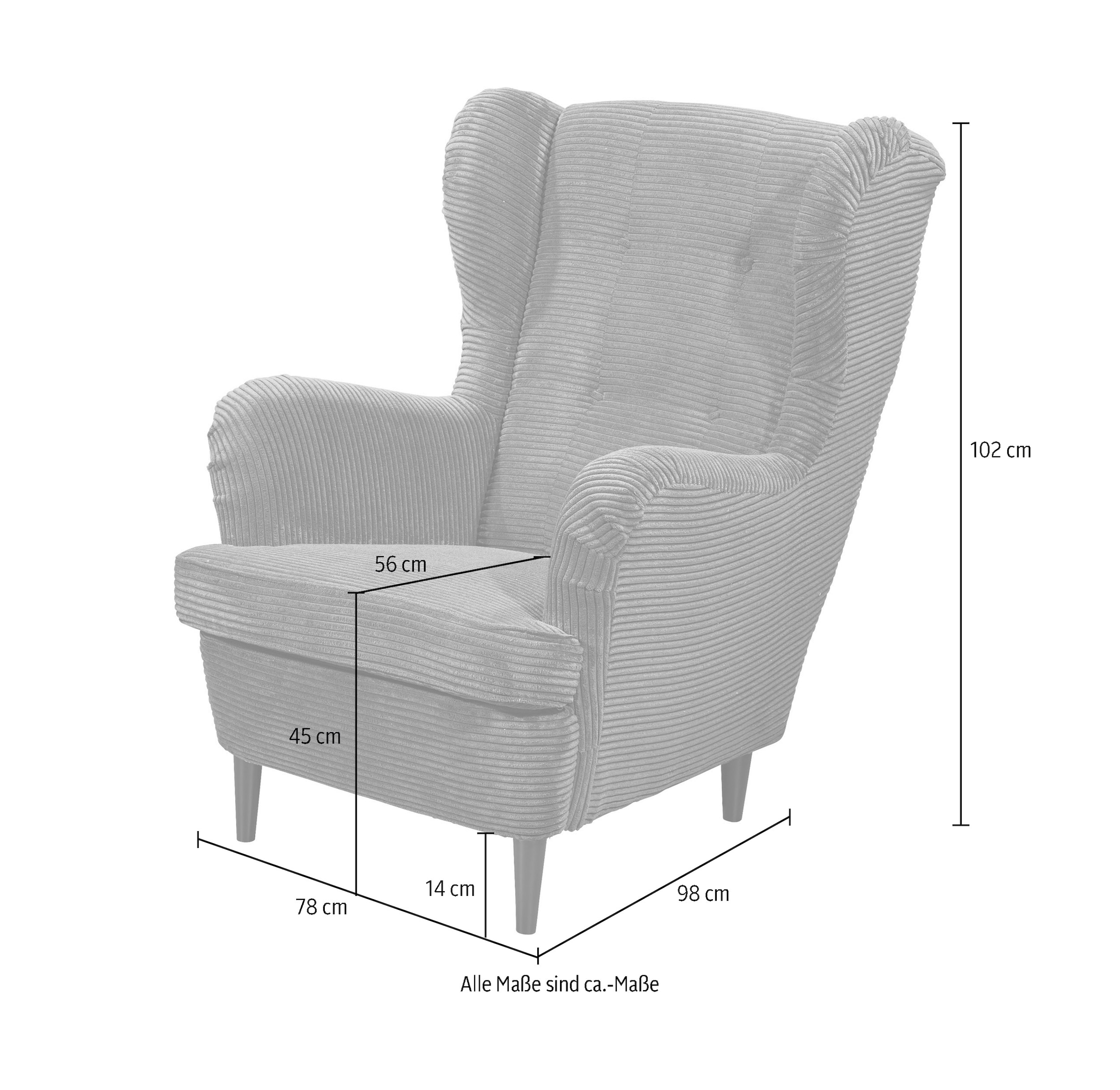 ED EXCITING DESIGN Ohrensessel »Oskar«, mit Massivholzfüssen