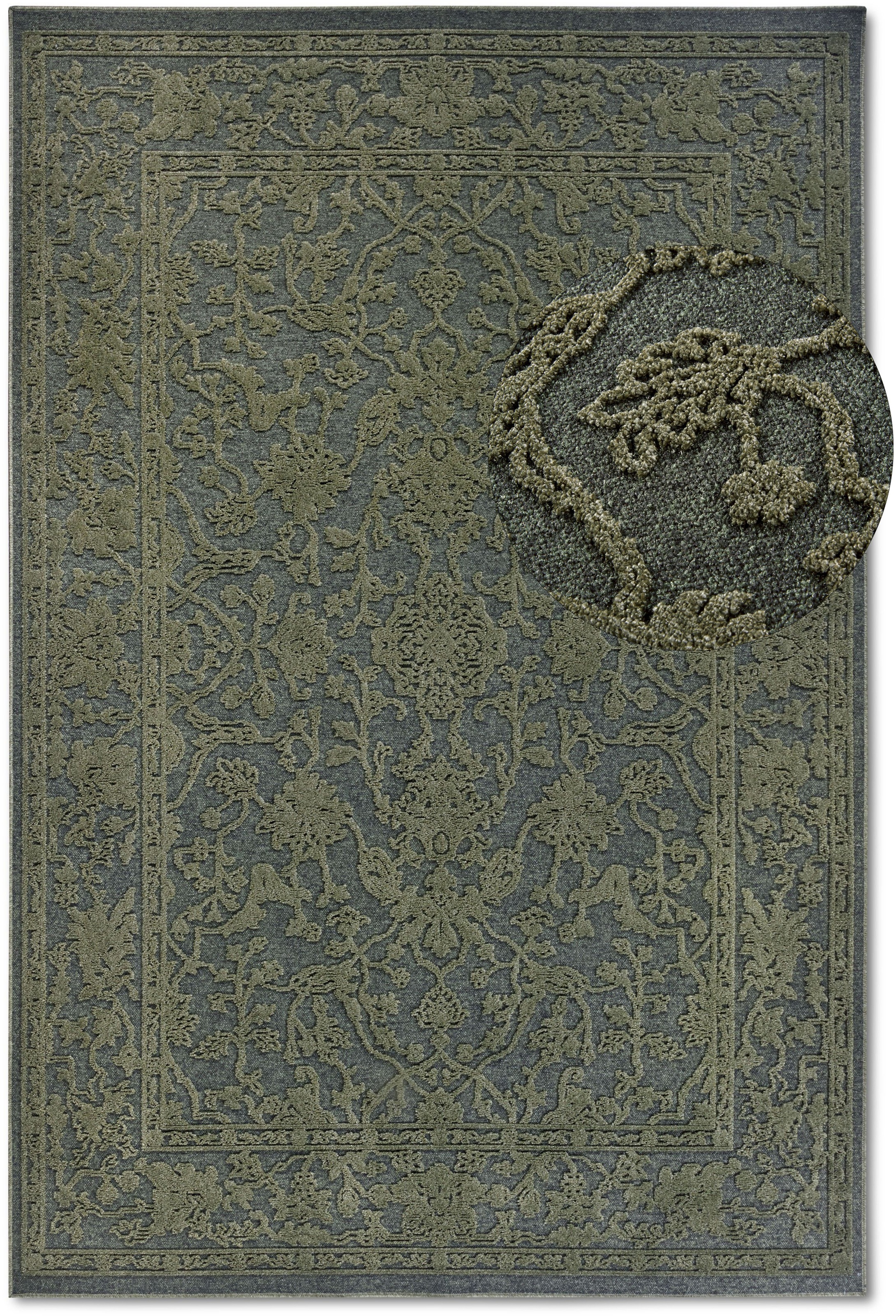 THE RUGS Villeroy & Boch Ambroise Short Pile Rug Floral Wool Like Soft Texture in Green | Size: 160cm x 230cm