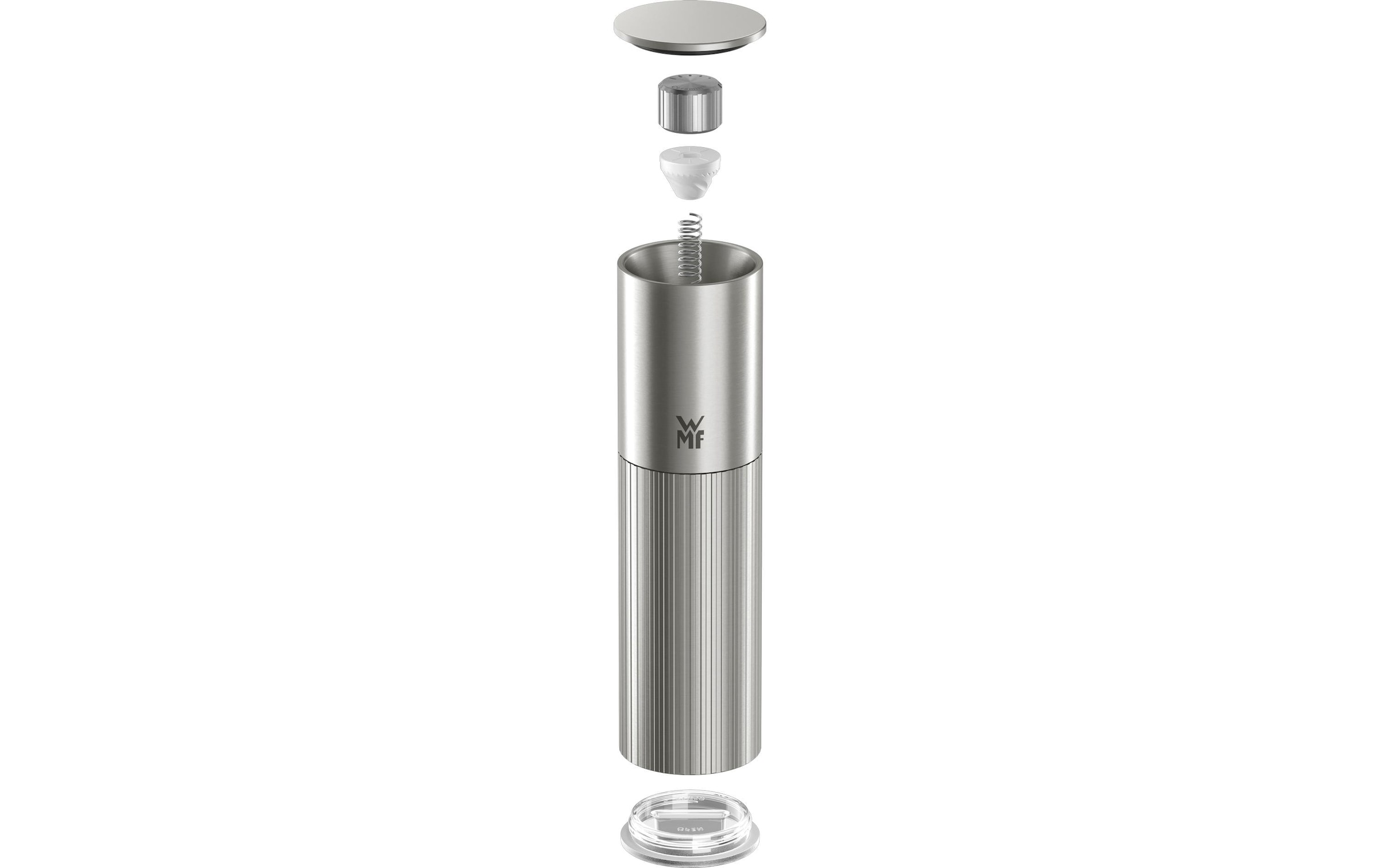 WMF Gewürzmühle »Signature Pro, aus Edelstahl« Keramikmahlwerk, einstellbarer Mahlgrad, magnetischer Deckel