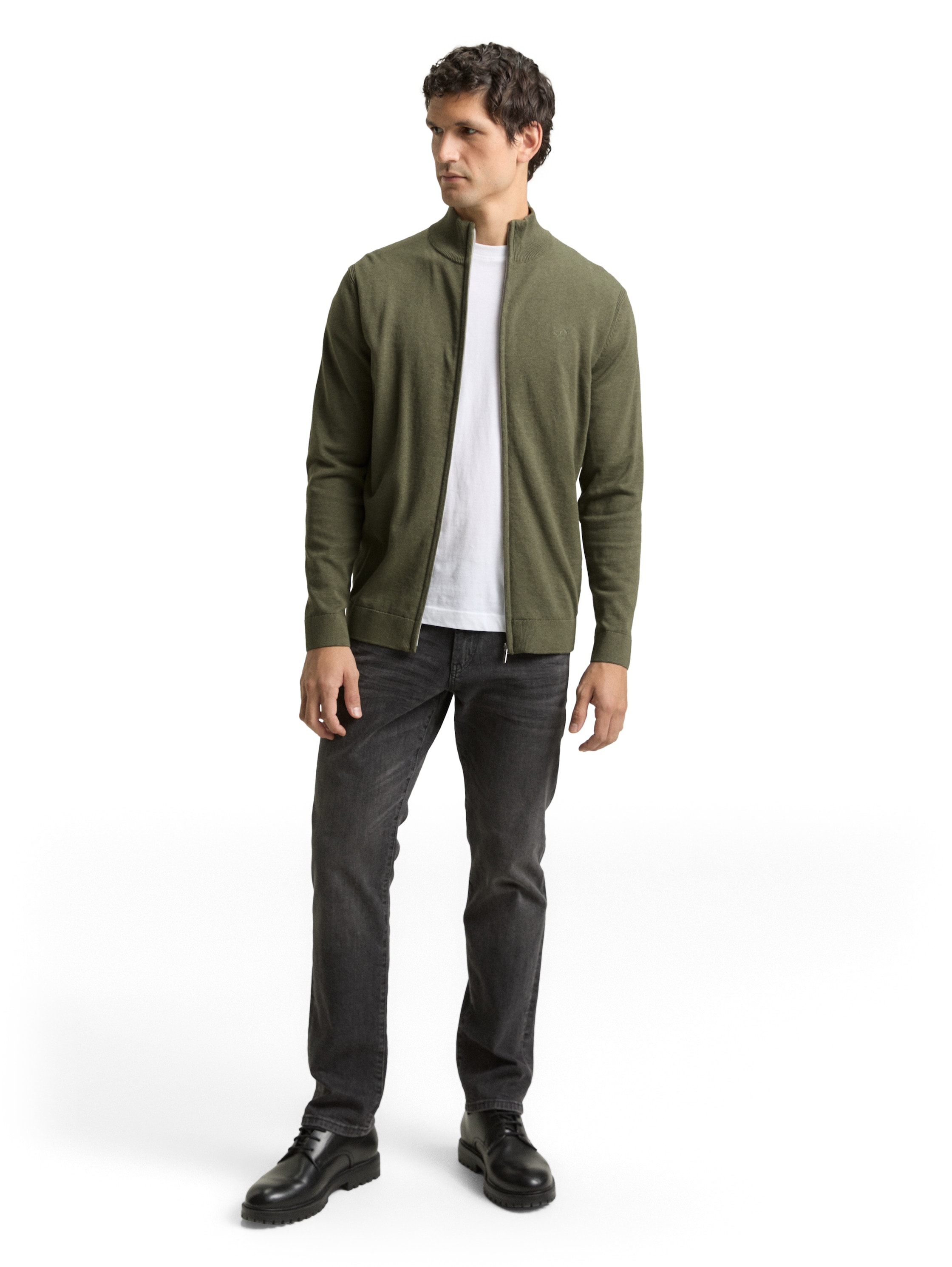 TOM TAILOR Strickjacke mit Logo Stickerei