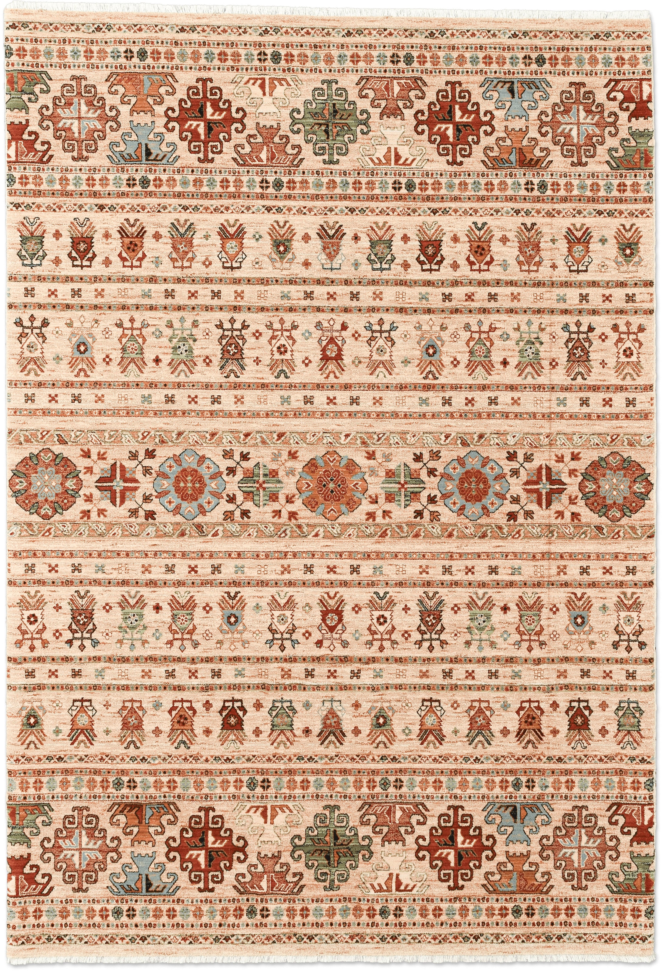 THEKO Wollteppich »Saharna 7684«, rechteckig, 12 mm Höhe, Kurzflor, Orient Optik, reine Wolle, mit Fransen, Wohnzimmer