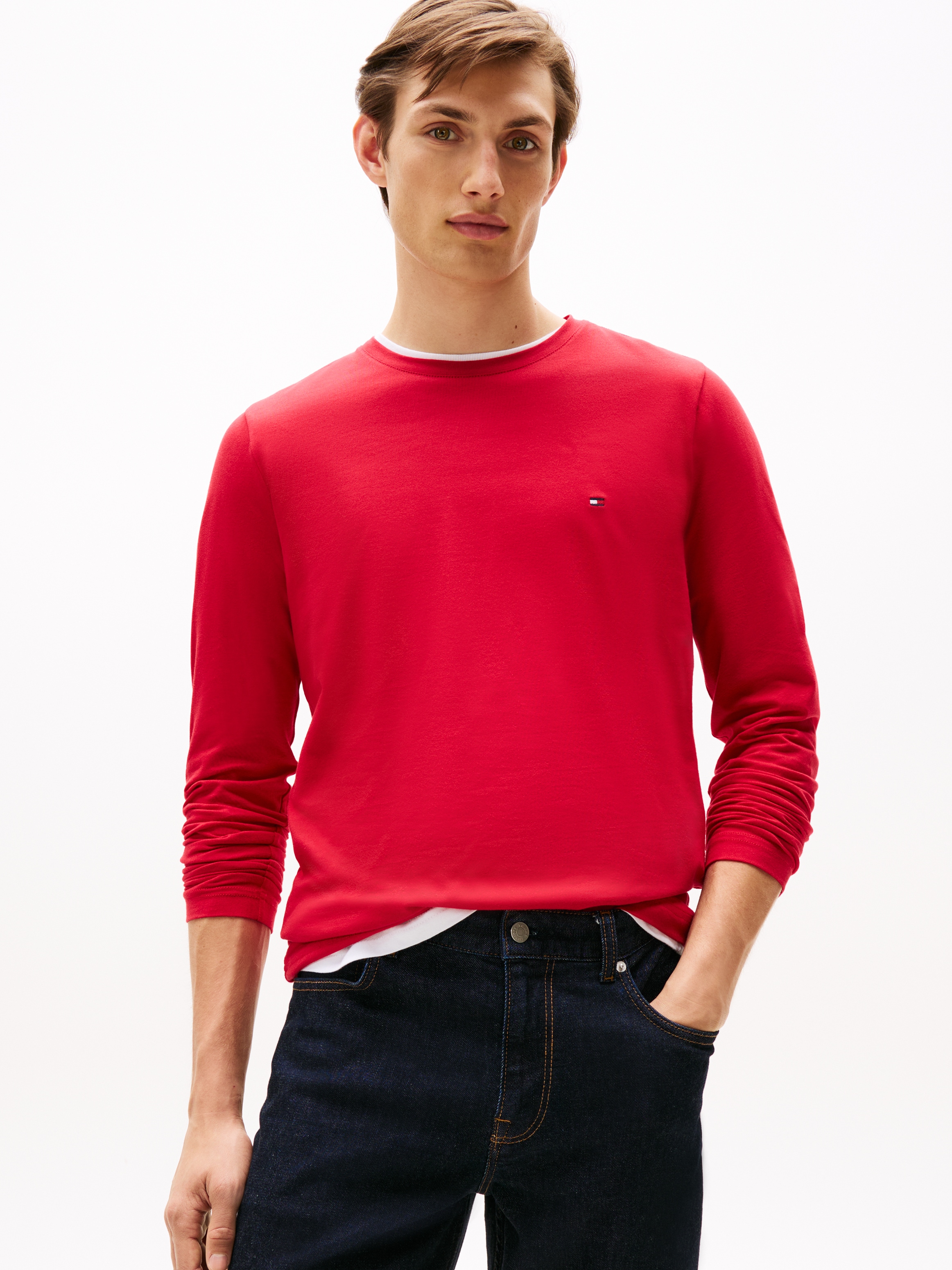 Tommy Hilfiger Langarmshirt »STRETCH SLIM FIT LONG SLEEVE«, aus Baumwollstretch