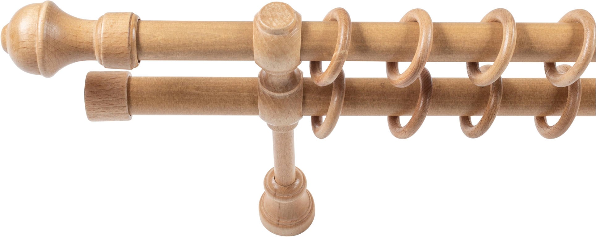 SN DECO GROUP Gardinenstange »Ares« 2 läufig-läufig Fixmass 28 mm, Holz, verschiedene Längen und Farben, Komplettset