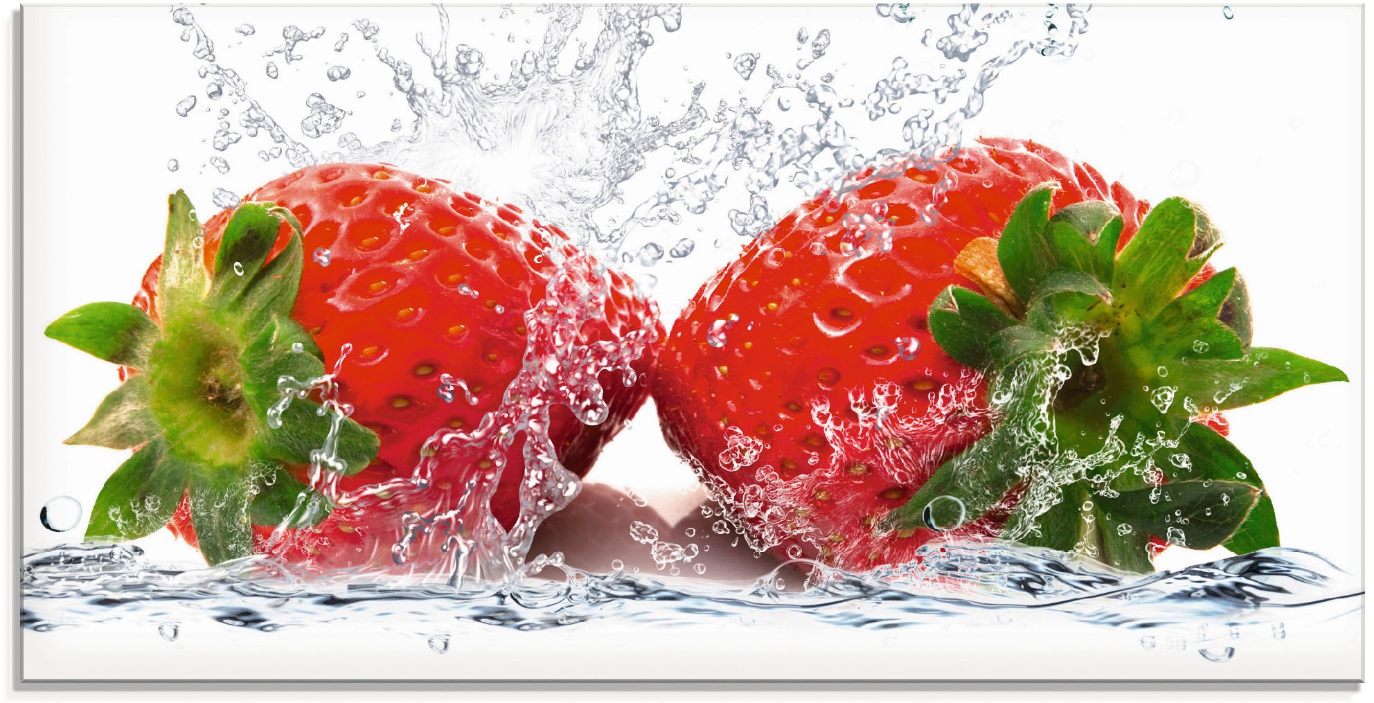 Image of Artland Glasbild "Erdbeeren mit Spritzwasser" Lebensmittel 1 Stk. tlg. in verschiedenen Grössen