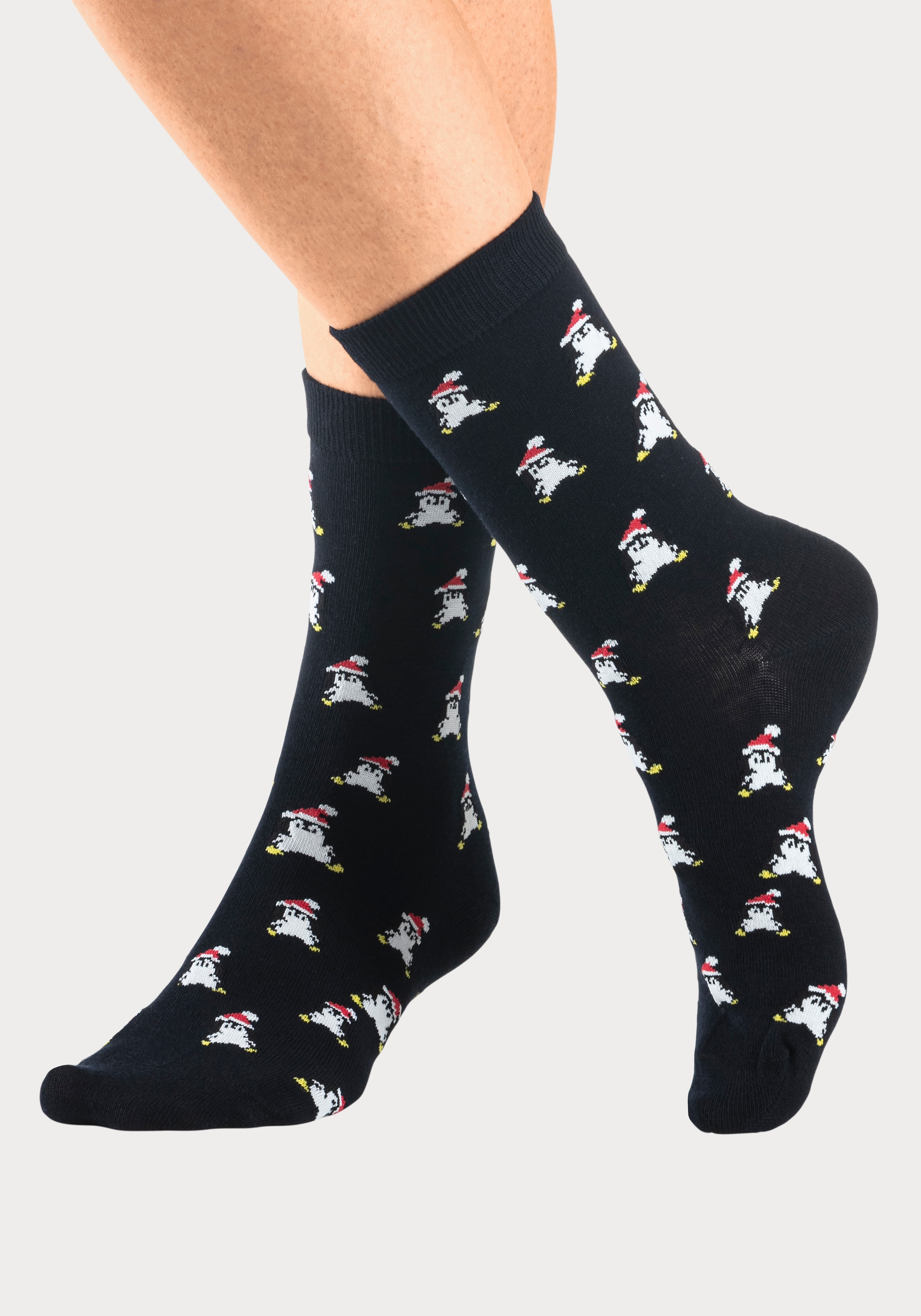 H.I.S Chaussettes basiques Paquet, 3 cuis tlg. Noël, avec motifs de Noël