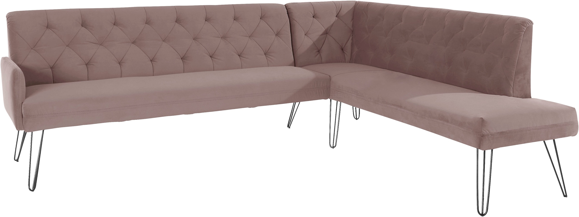 exxpo - sofa fashion Eckbank »Doppio, Chesterfield Optik, komfortabel und bequem, hohe Designfüsse« Frei im Raum stellbar