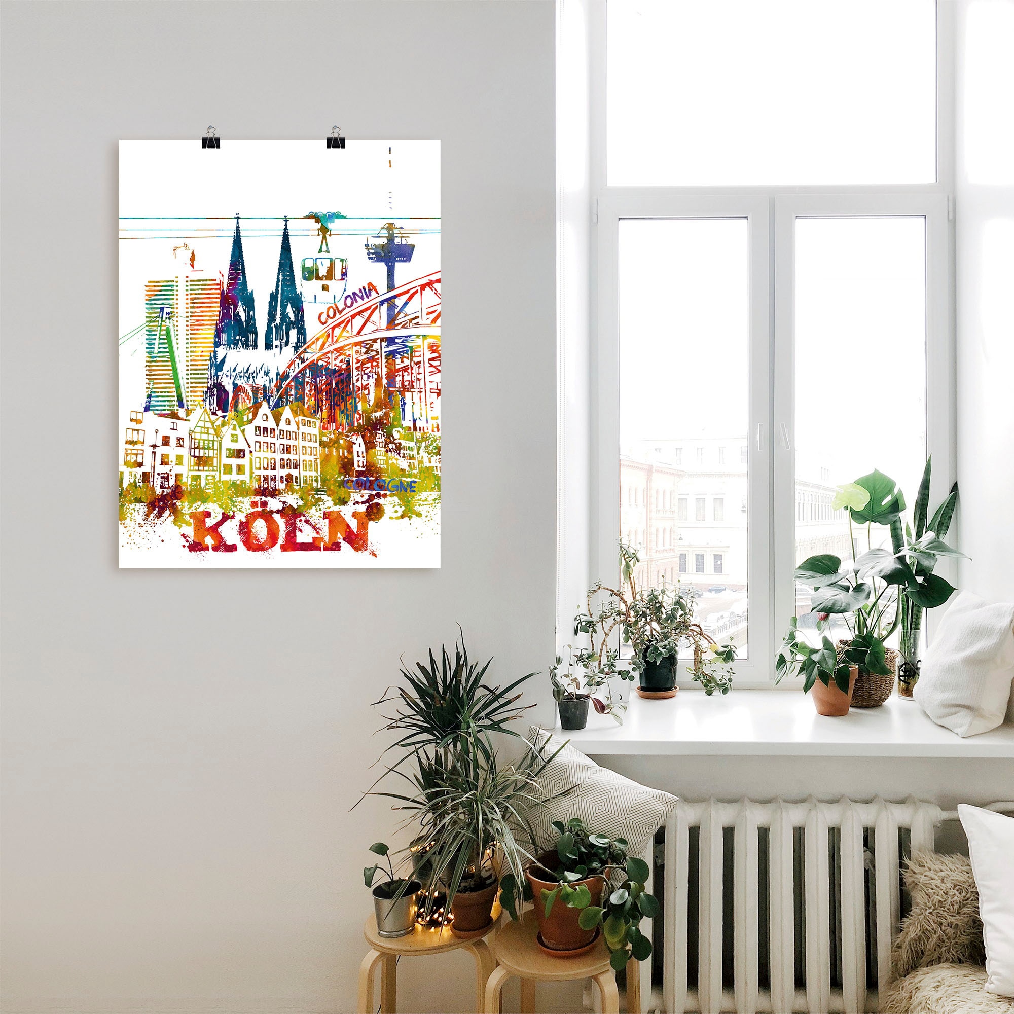 Artland Tableau sur toile »Köln Dom Grafik« 1 cuis tlg. auf Keilrahmen gespannt