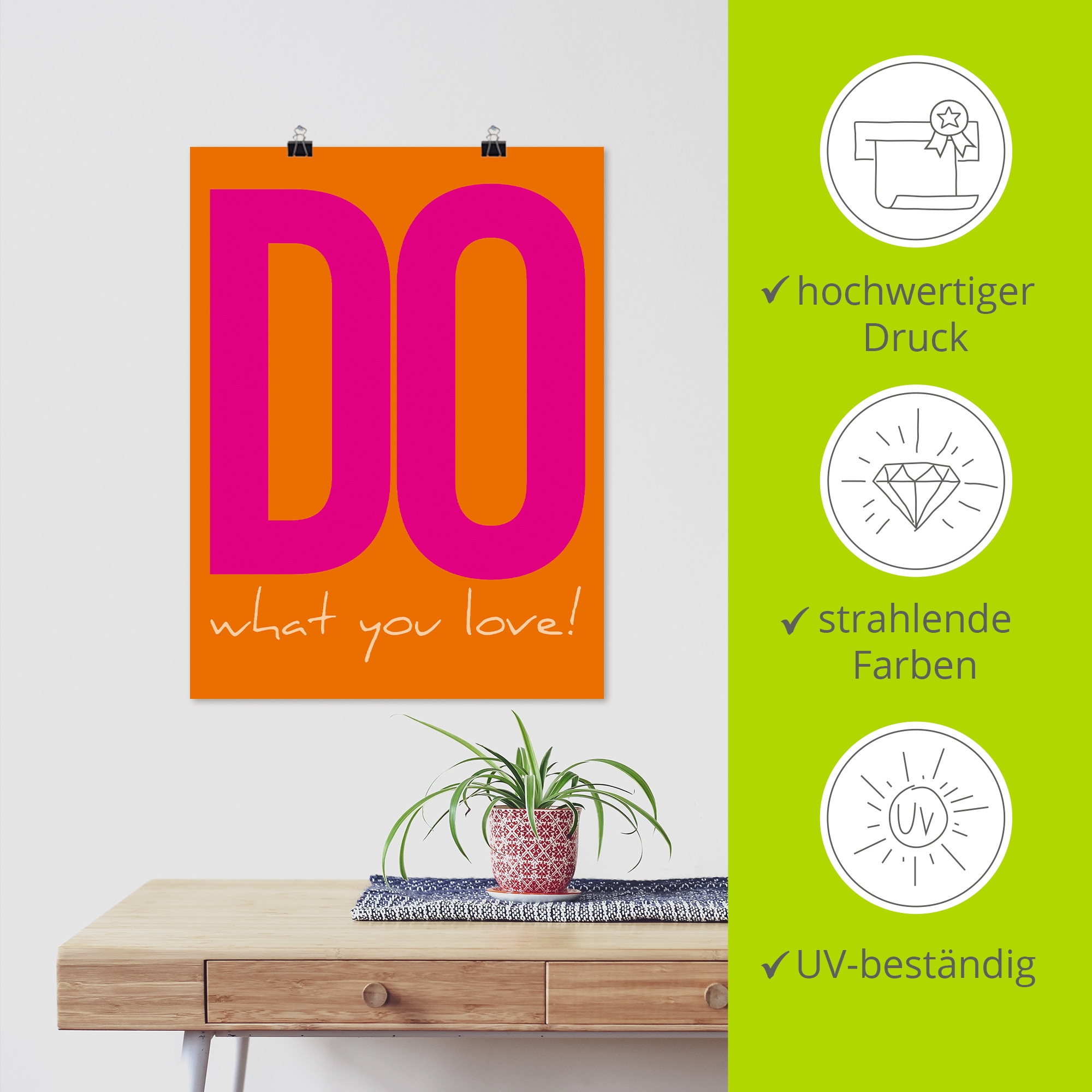 Artland Wandbild »Do what you love« Sprüche & Texte 1 Stk. tlg. als Alubild, Leinwandbild, Poster, Wandaufkleber in verschied. Grössen