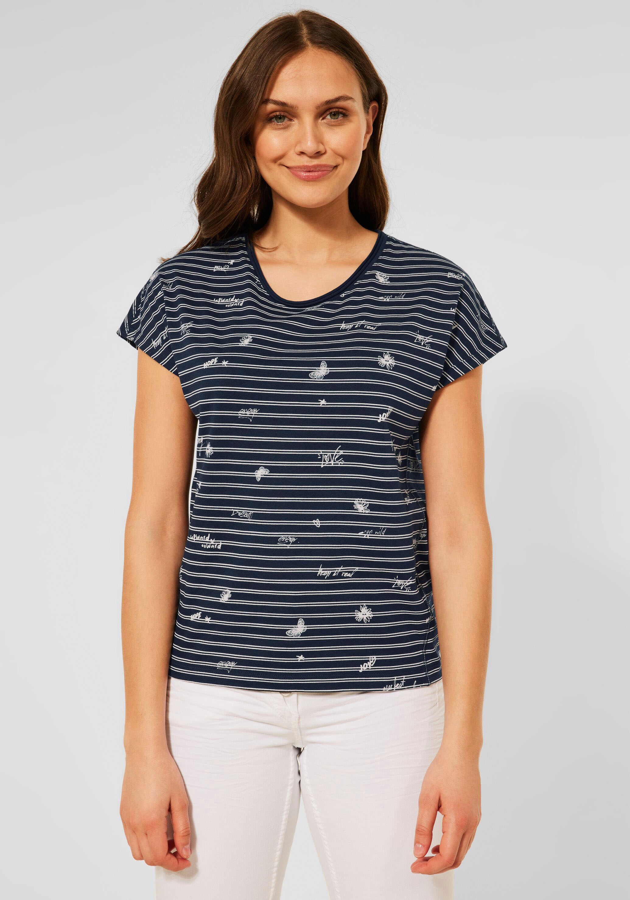 Image of Cecil Rundhalsshirt, mit Streifen- und Printmotiv bei Ackermann Versand Schweiz