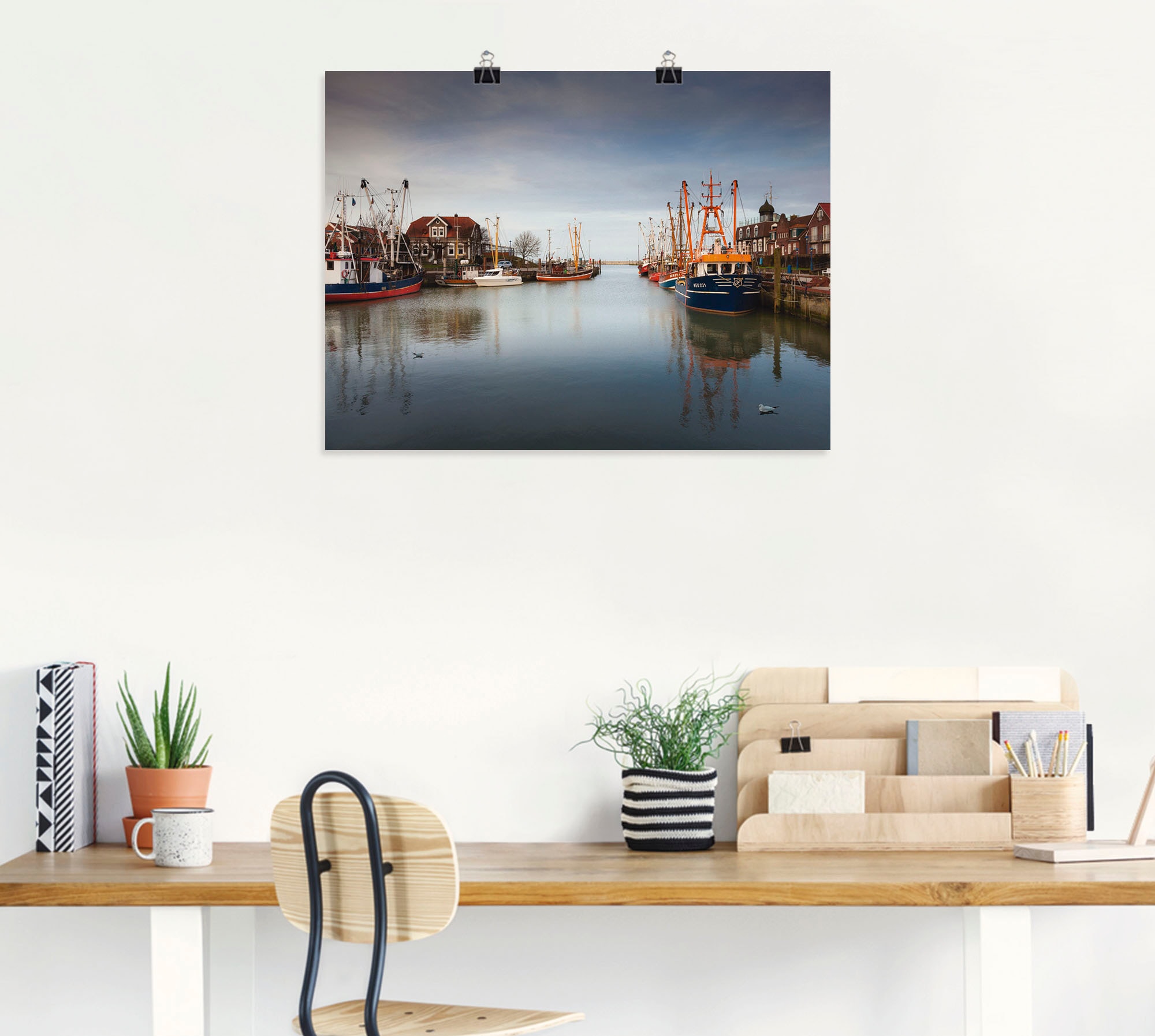 Artland Poster »Im Hafen der Stille...«, Boote & Schiffe, (1 St.), als Leinwandbild, Wandaufkleber oder Poster in versch. Grössen
