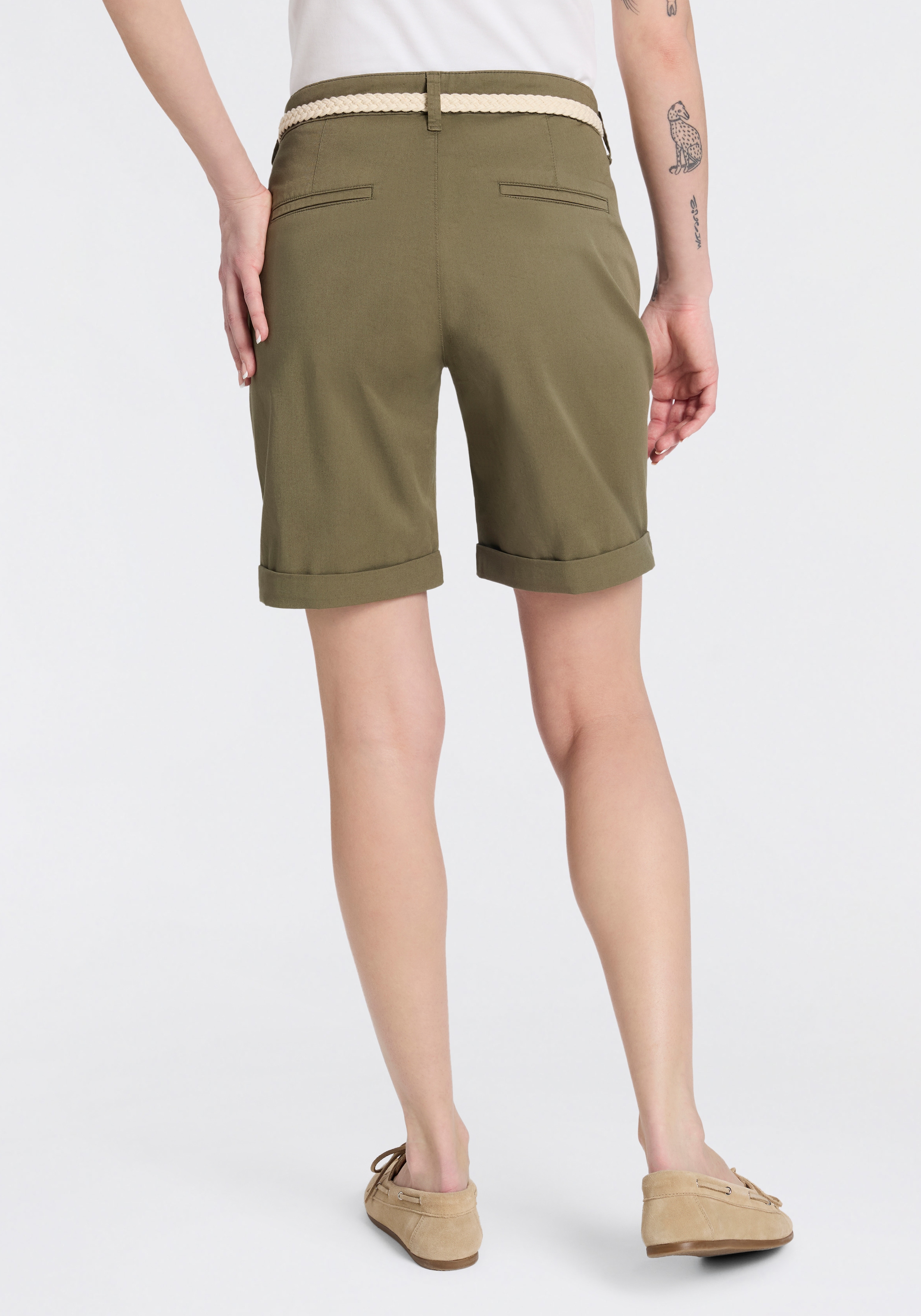 MAC Short en chino »CHINO SHORTS belt«  ceinture tressée incluse