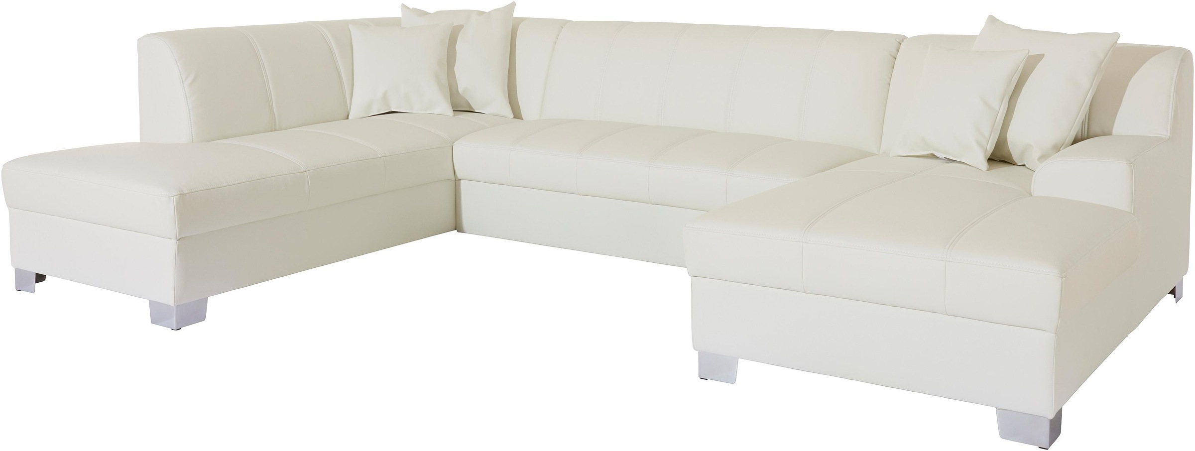 DOMO collection Wohnlandschaft »Turah moderne Steppung, incl. Zierkissen, auch in Leder,«, wahlweise mit Bettfunktion,  B/T/H: 297/82/75 cm, U-Form