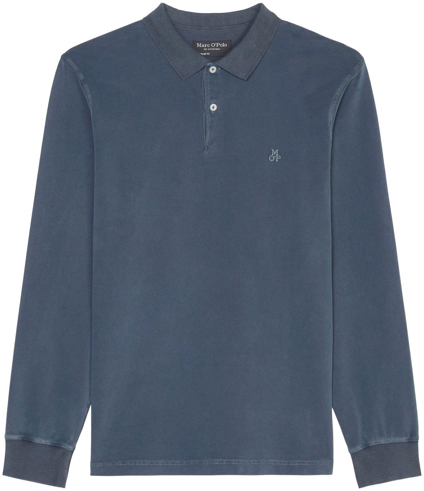 Langarm-Poloshirt, im Washed-Look