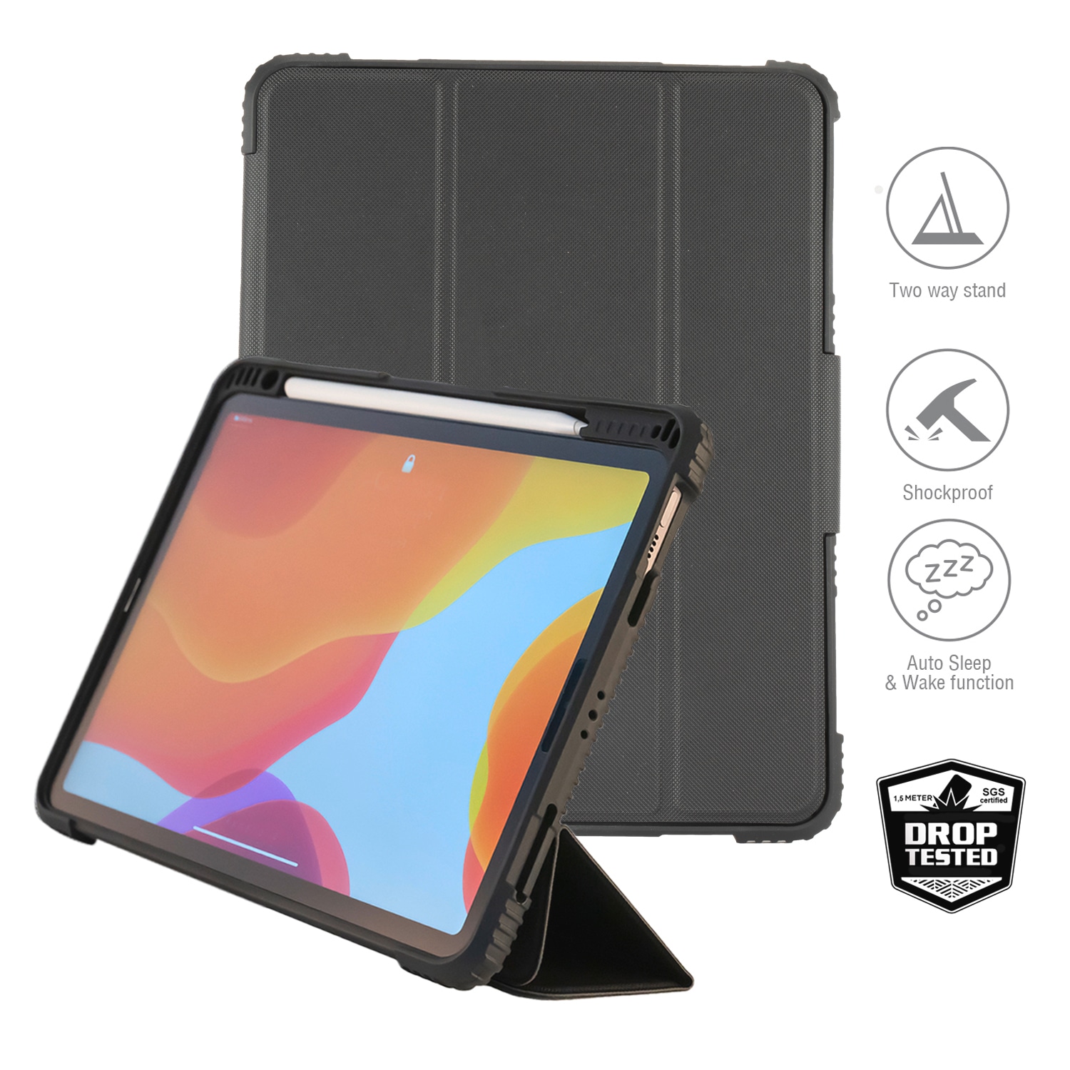 4smarts Tablet-Hülle »Folio Case Endurance für Apple iPad 10.2" (2019/20/21)«, iPad 10.2 (2019/ 20/ 21), Backcover, Schutzhülle, Tabletschutzhülle, Case, Schutzcase, stossfest