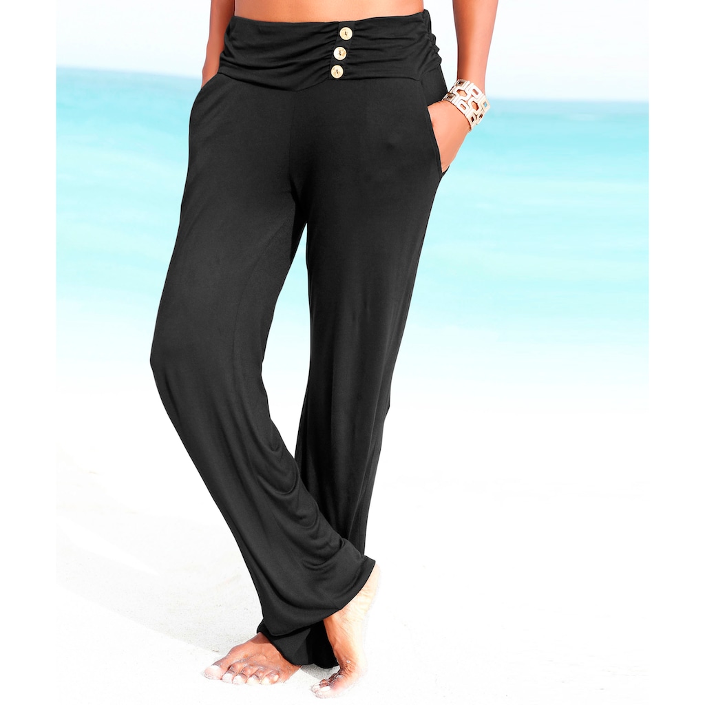 LASCANA Strandhose, mit Zierknöpfen und Taschen, Jerseyhose, leicht und elastisch