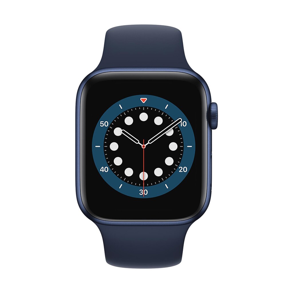 Apple Smartwatch »Serie 6, GPS, 44 mm Aluminium-Gehäuse mit Sportarmband«, (Watch OS)