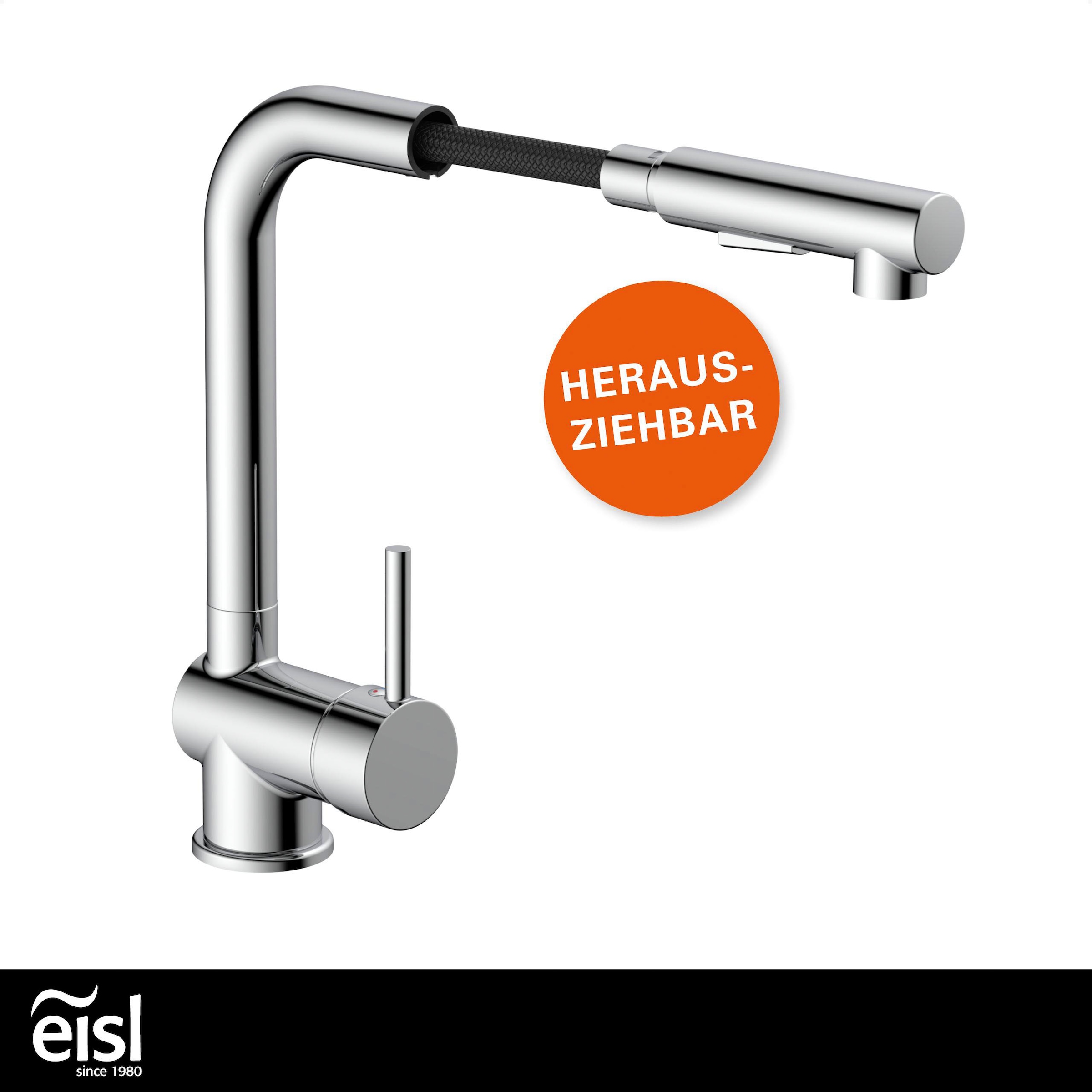 Eisl Robinet d'évier mit Geschirrbrause, Wasserhahn Küche ausziehbar in Chrom