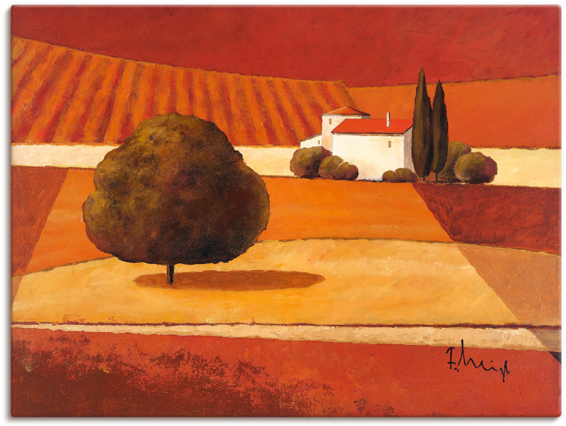 Artland Leinwandbild »Mediterrane Kornfelder III«, Felder, (1 St.), auf Keilrahmen gespannt