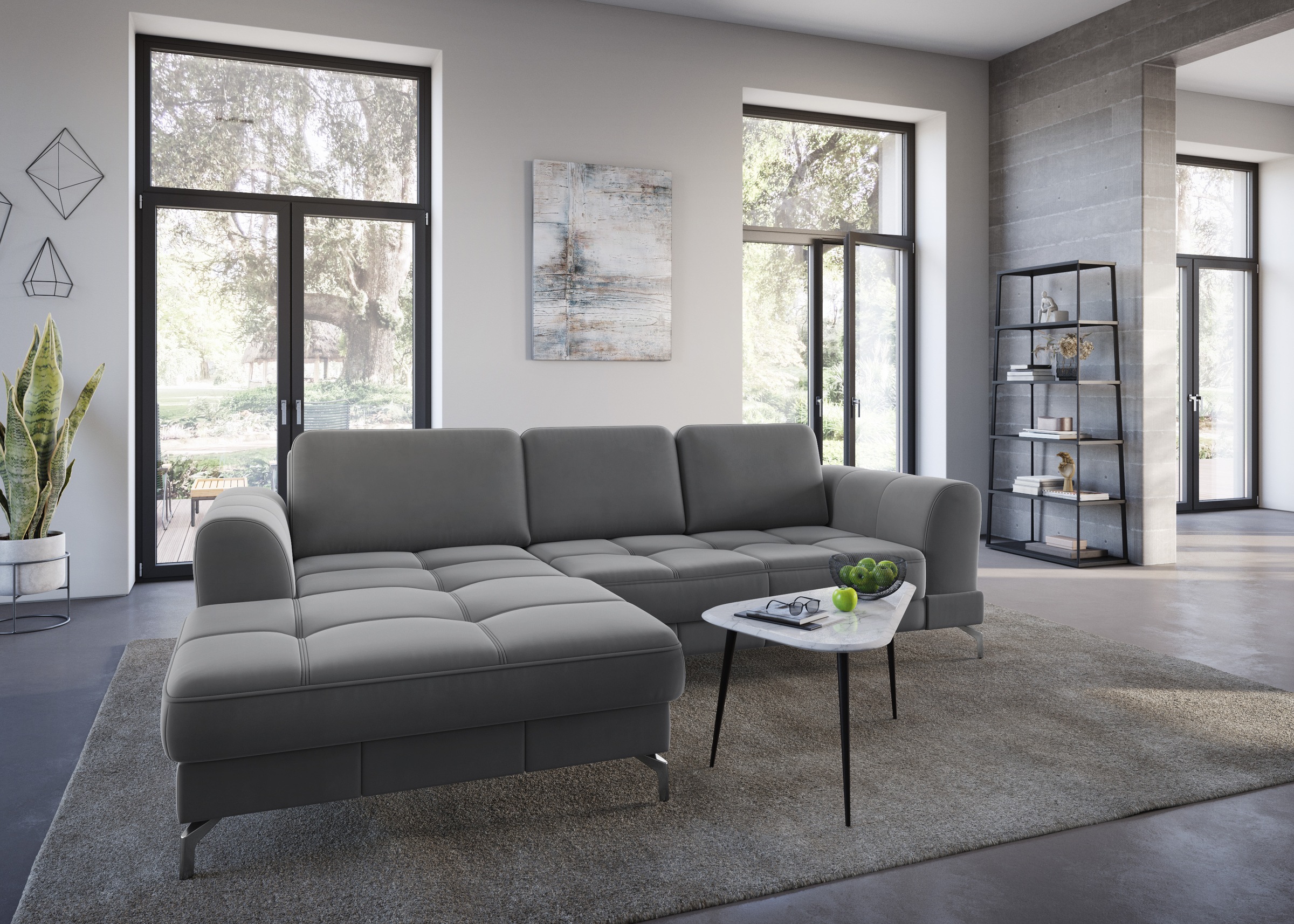sit&more Ecksofa »Bendigo L-Form«, inklusive Sitztiefenverstellung, Bodenfreiheit 12 cm, in 2 Fussfarben