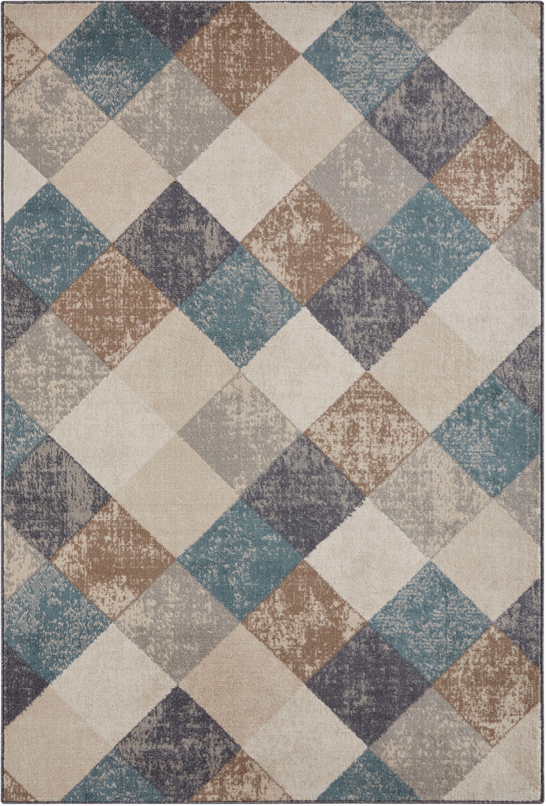 THE RUGS Terrain Designer Shortpile Rug Bakke Geometric Design Durable in Beige | Size: 80cm x 120cm