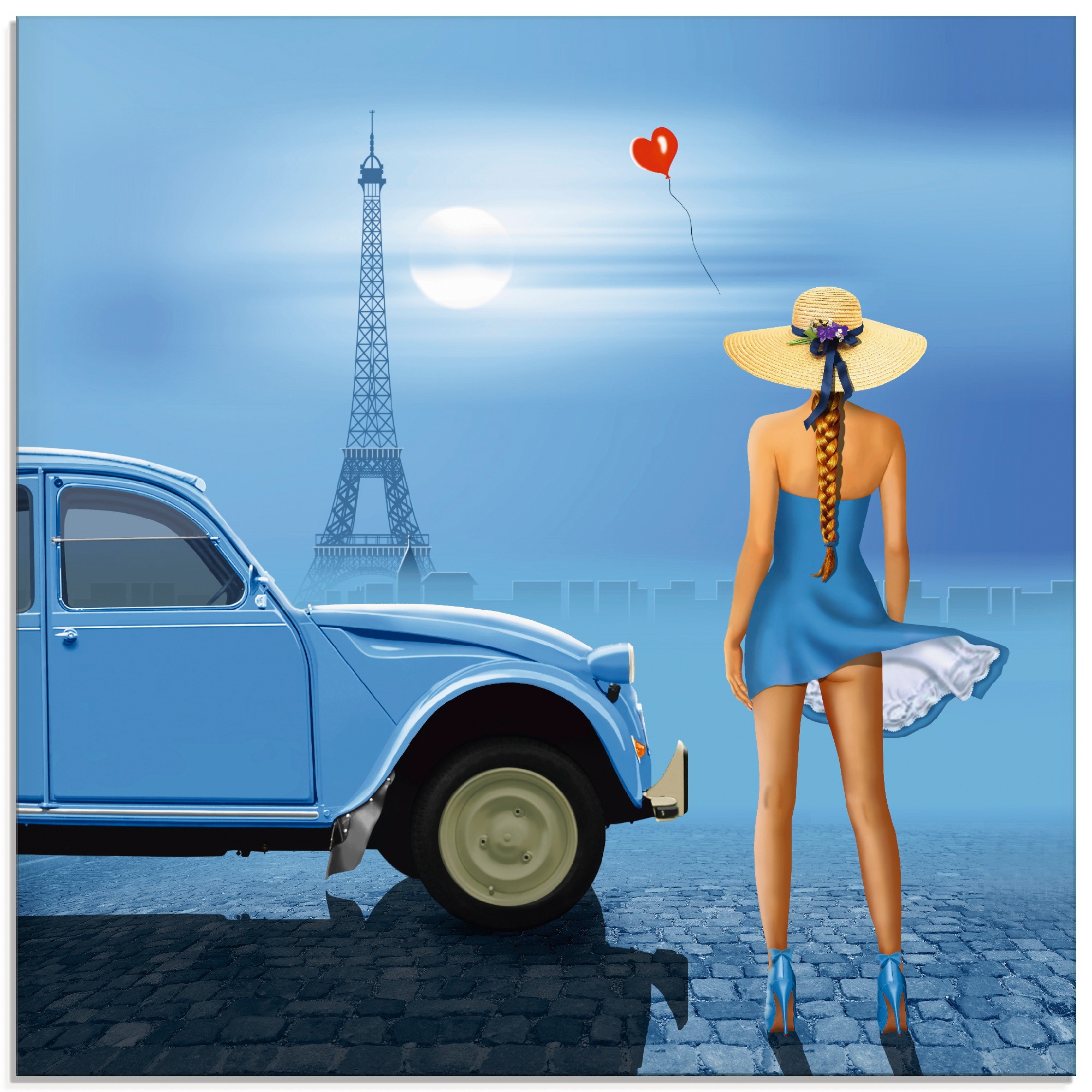 Image of Artland Glasbild »Französisch Blau«, Frau, (1 St.) bei Ackermann Versand Schweiz