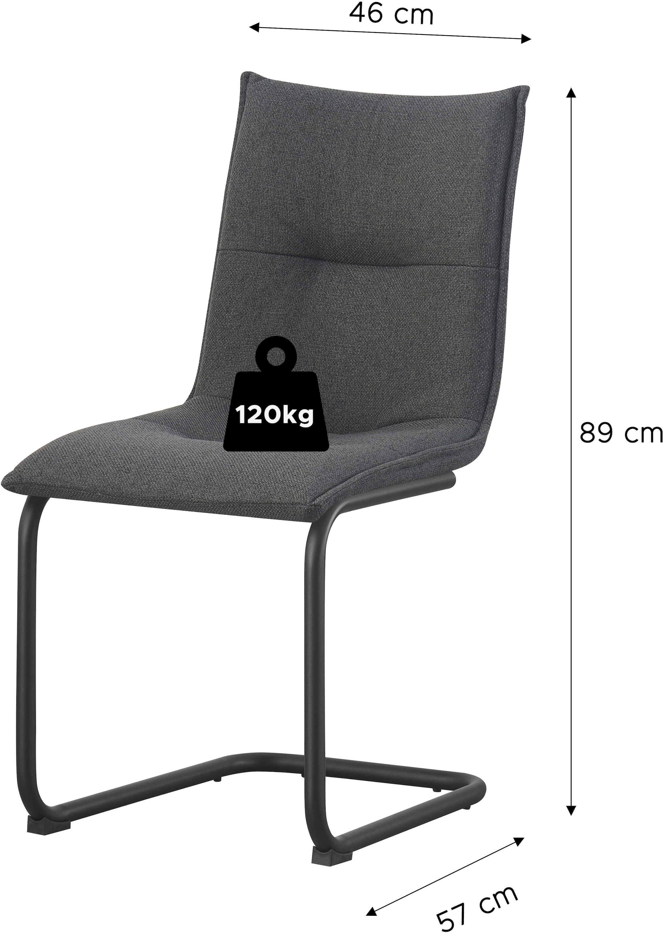 Home affaire Chaise de salle à manger »SARNIA, 2er Set, mit Metallgestell in matt schwarz« (Set) 2 cuisin verschiedenen Farben, Belsatbarkeit pro Stuhl 120 kg, Velour Stoff
