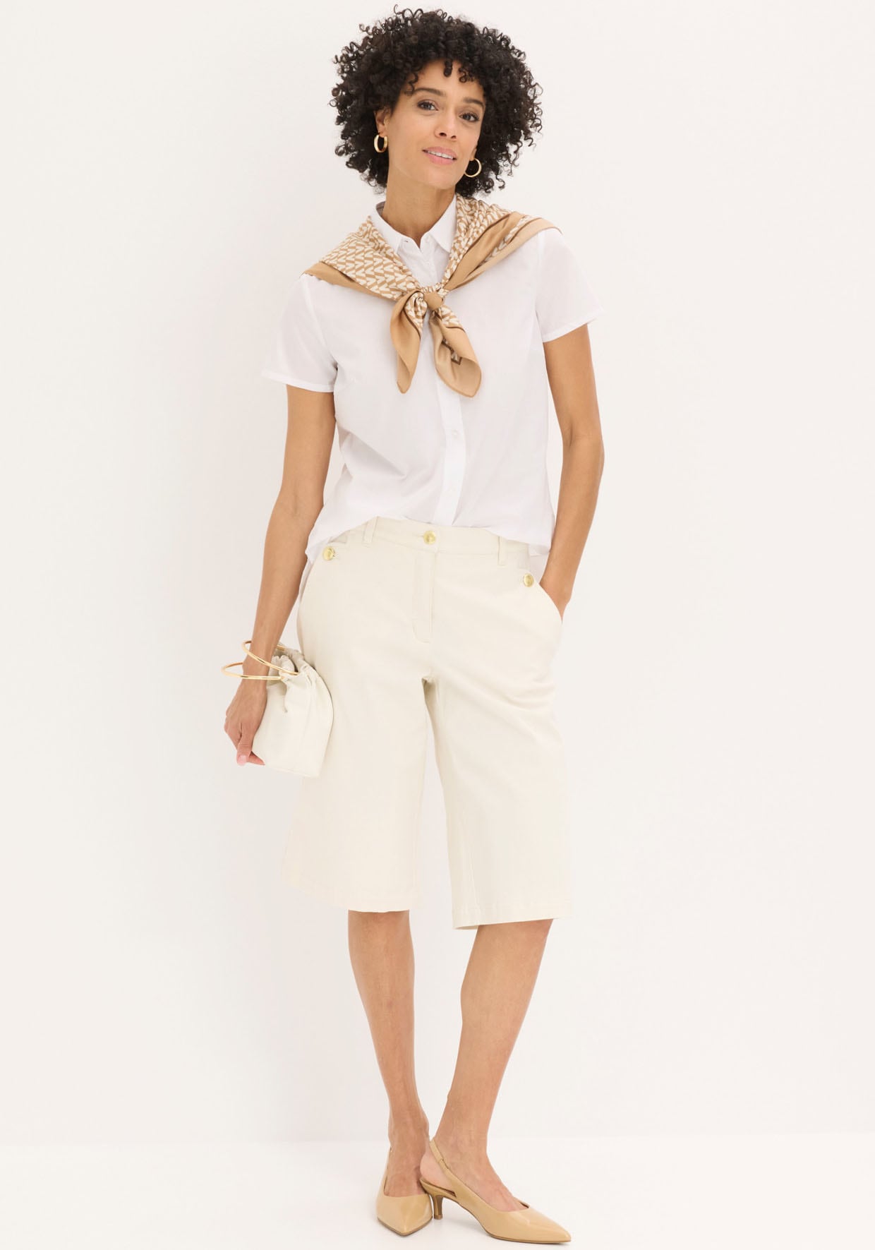 bonprix Blouse à manches courtes regular fit, style élégant, col chemise