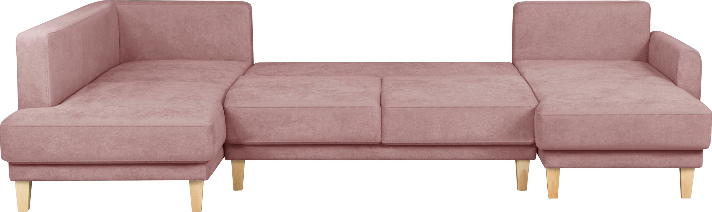 Home affaire Wohnlandschaft »TRIPLO U-Form wahlweise mit Schlaffunktion, B/T/H: 310/192/90 cm«, Schlafsofa, auch mit Bettkasten, Steppung im Rückenkissen