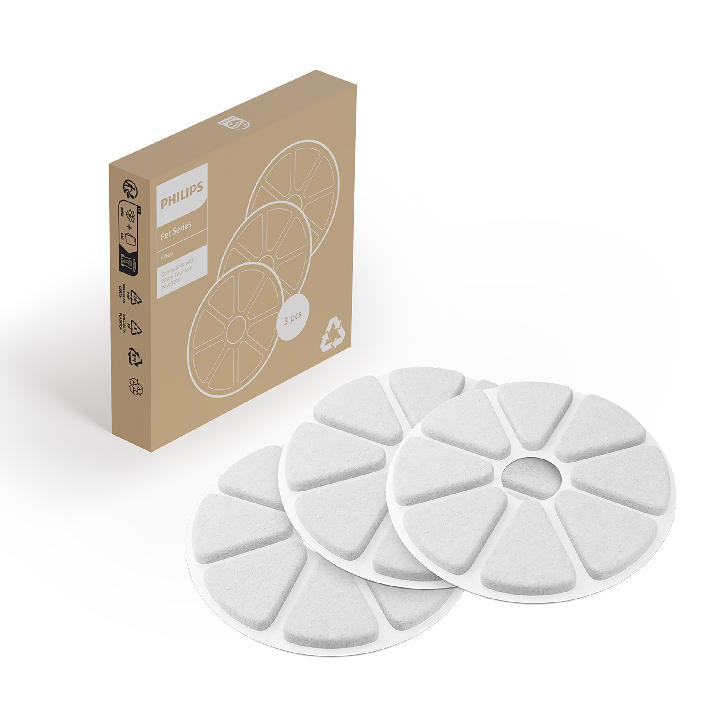 Philips Wasserfilter »PAW0010/01 für Wassertränke Philips Pet Series 3000«, (Packung, 3 tlg., jede Packung enthält drei Filter), mit mehrschichtigem Filtersystem, einfach zu bedienen