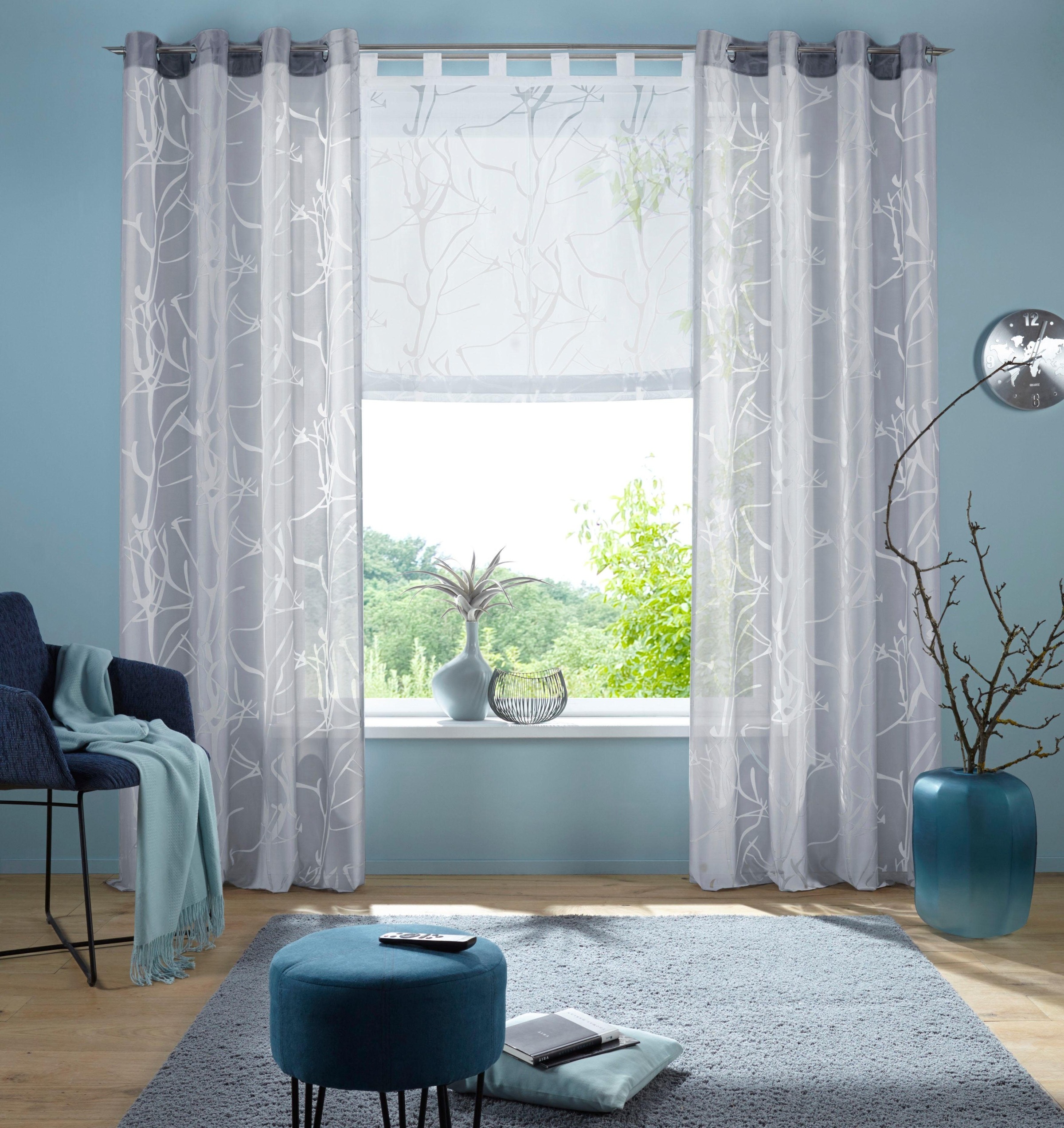 Image of GOODproduct Raffrollo "Anna" mit Schlaufen Halbtransparent, Ausbrenner, Viskose